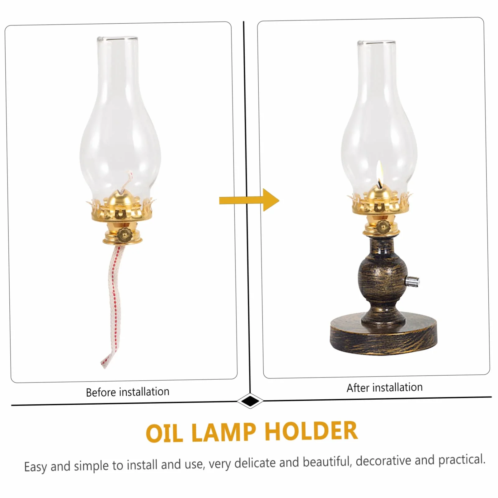 Palnik Do Lampy Naftowej z Metalowym Regulatorem i Szklanym Kloszem Wymienny Element