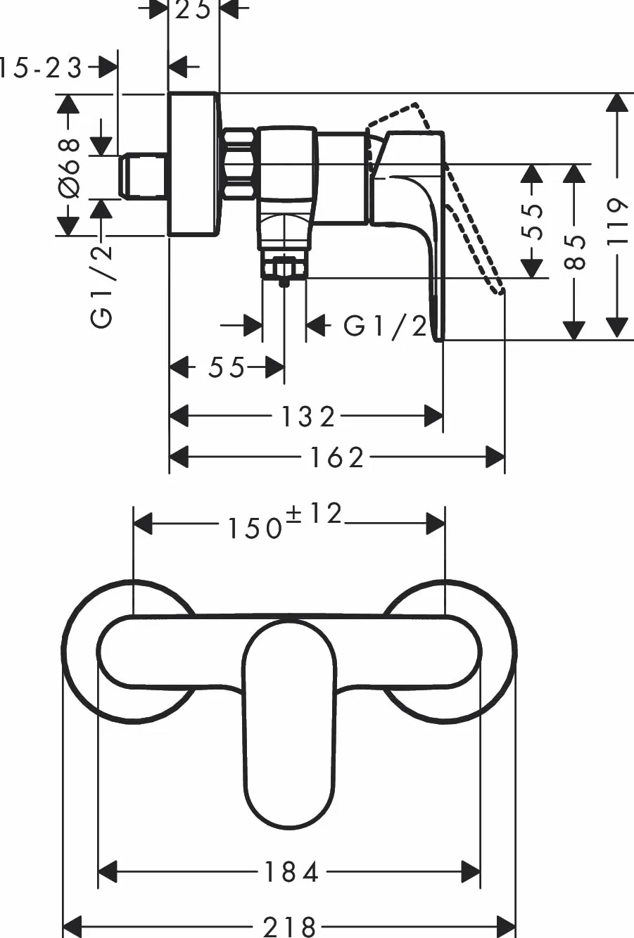 hansgrohe 72640000 Rebris S natynkowa bateria prysznicowa chromowana