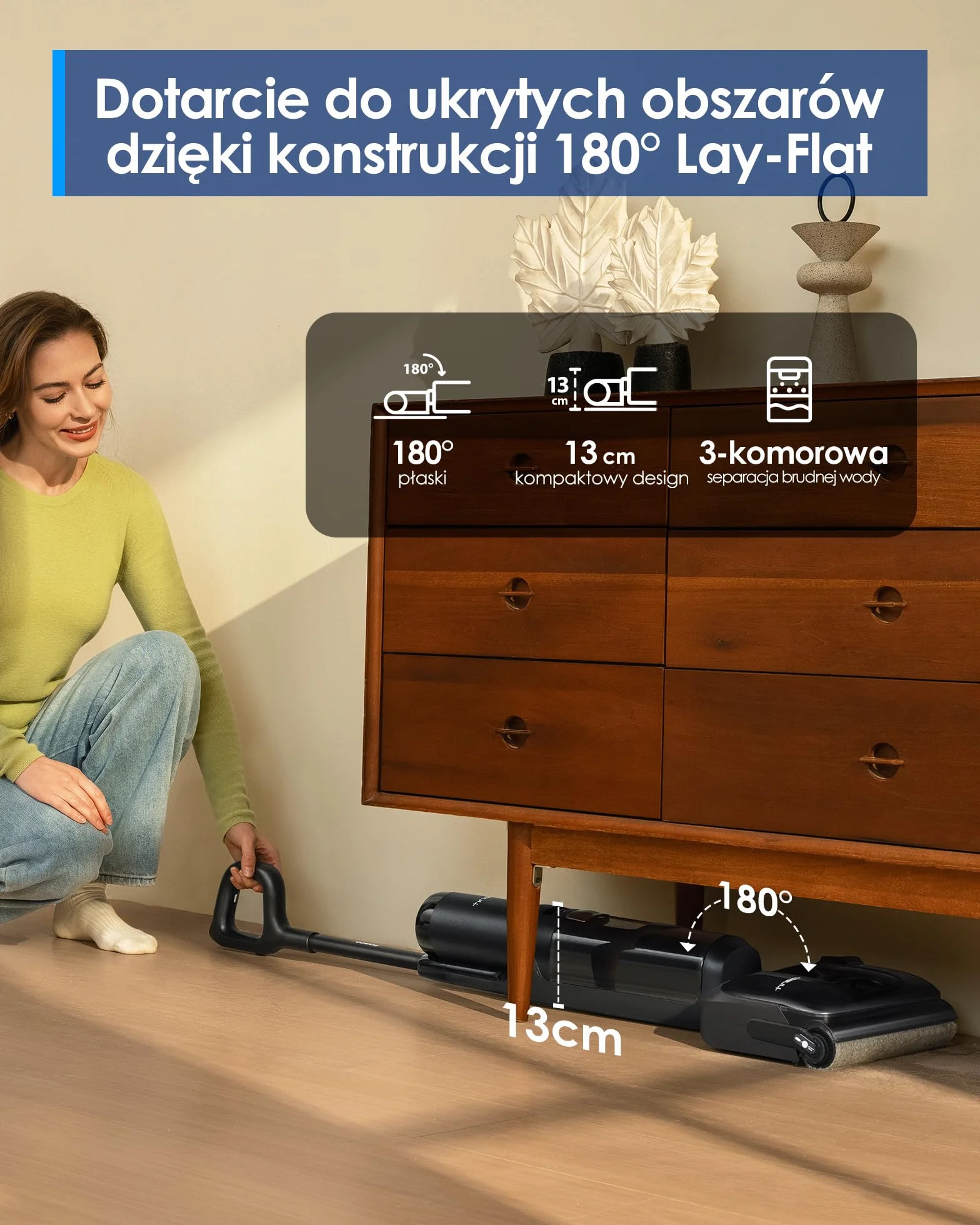 Tineco Floor ONE S7 Stretch Ultra Bezprzewodowy Odkurzacz na sucho i mokro 180° 50 minut Flashdry 85℃