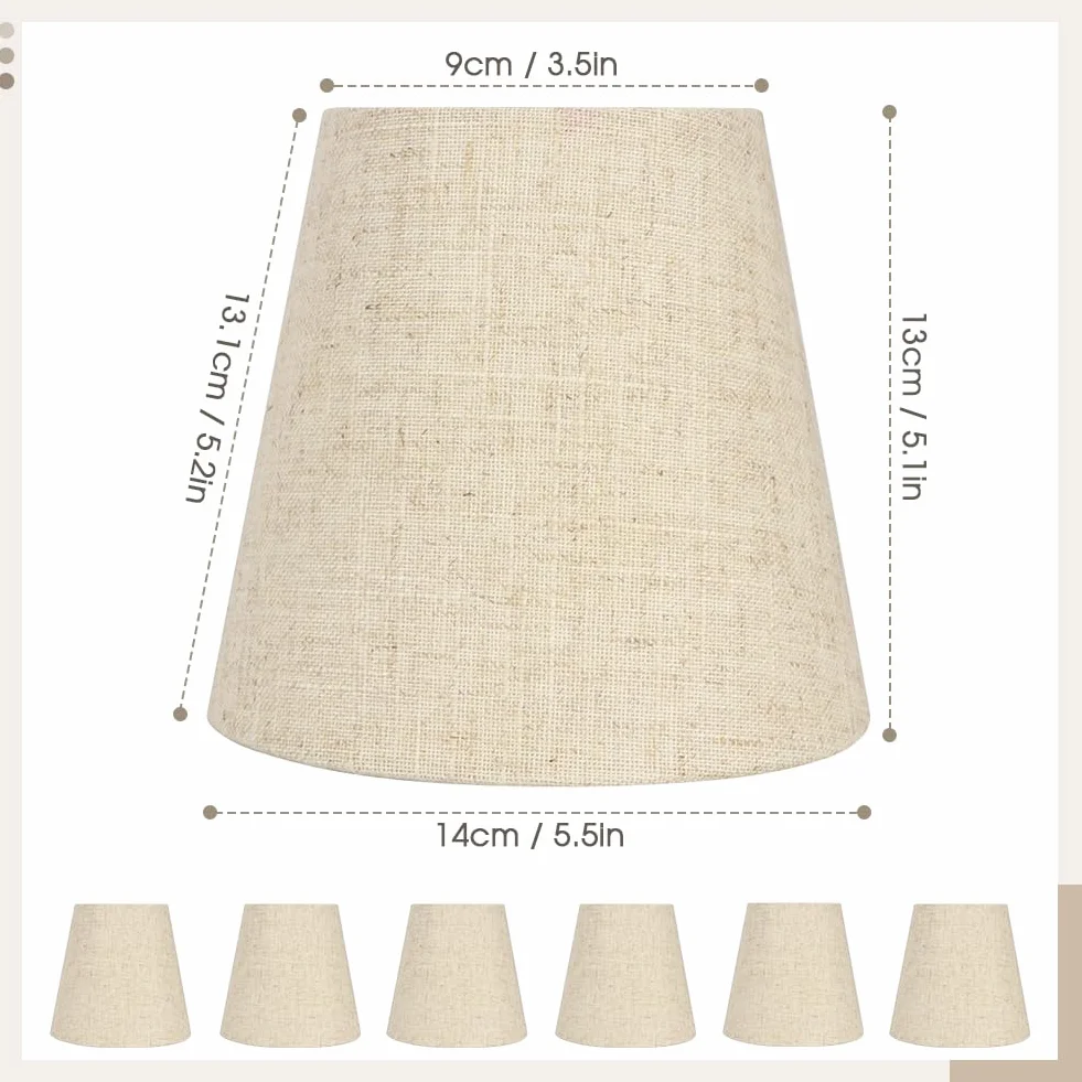 Zestaw 6 abażurów E14 z tkaniny do lampy