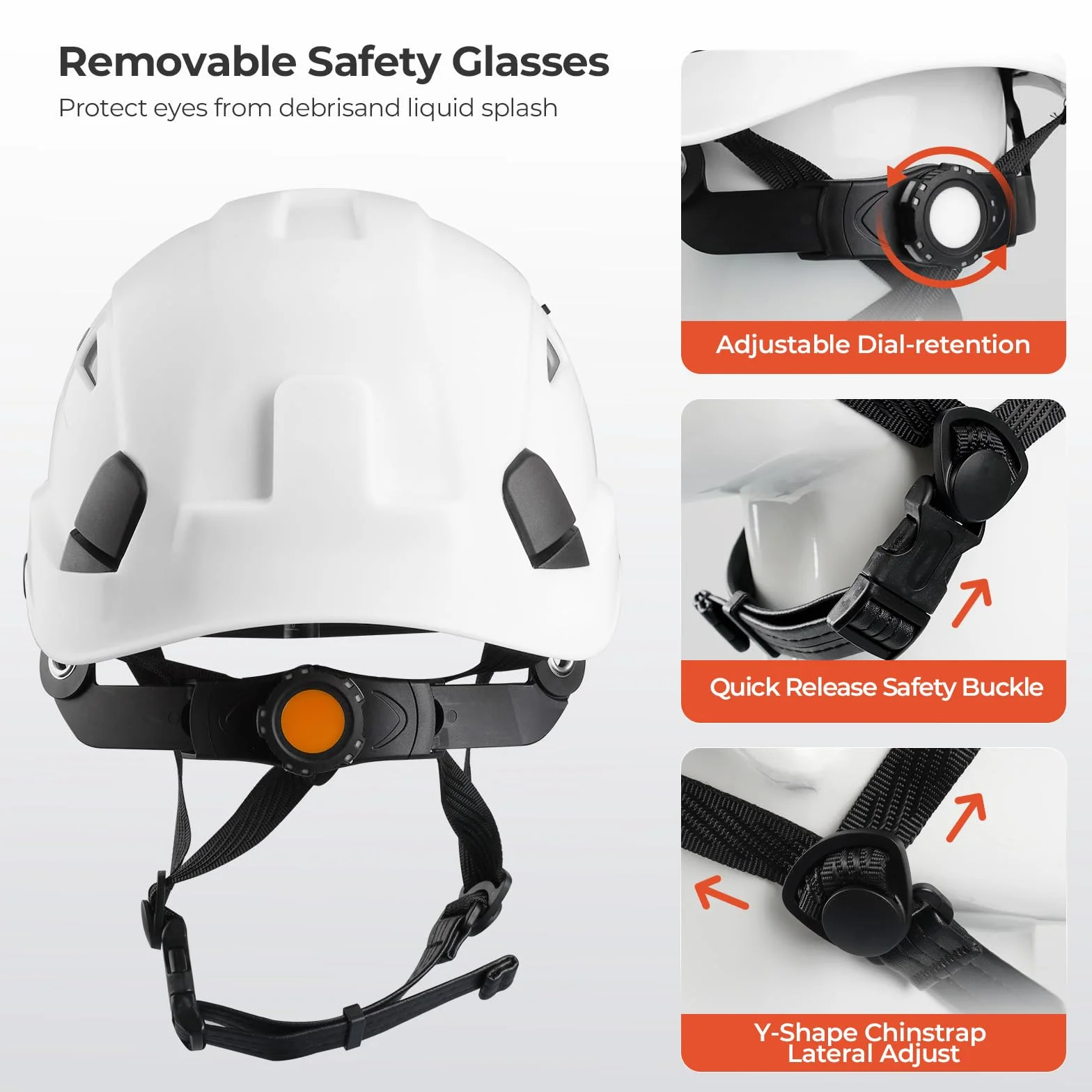 Kask ochronny z twardą konstrukcją, wentylowany, lekki kask z regulowanym paskiem pod brodę, dla mężczyzn i kobiet, idealny do wspinaczki na drzewo, pracy na wysokości