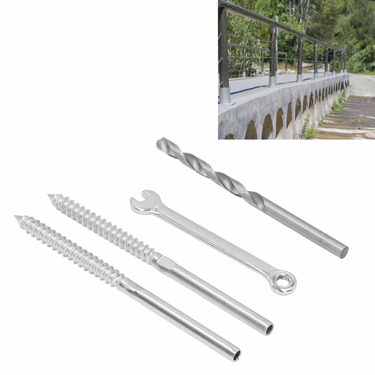 Śruba opóźniająca ze stali nierdzewnej, gwint lewy prawy, zestaw do balustrady kablowej DIY