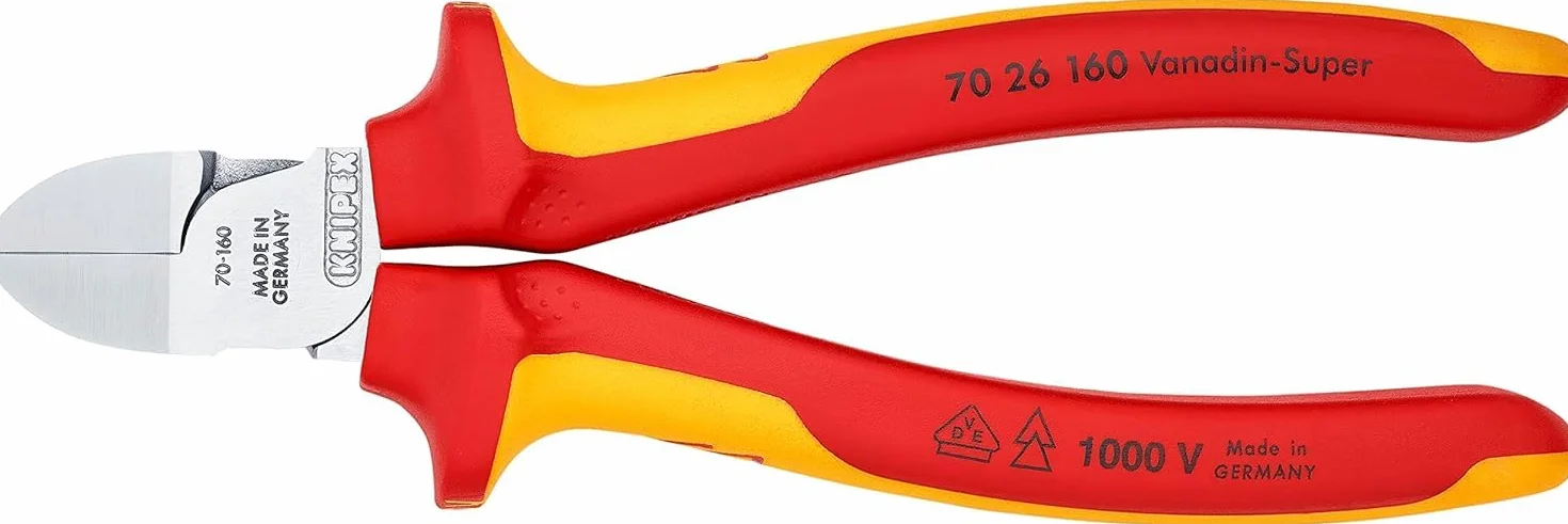 KNIPEX Szczypce tnące boczne chromowany 160 mm, izolowane wg VDE