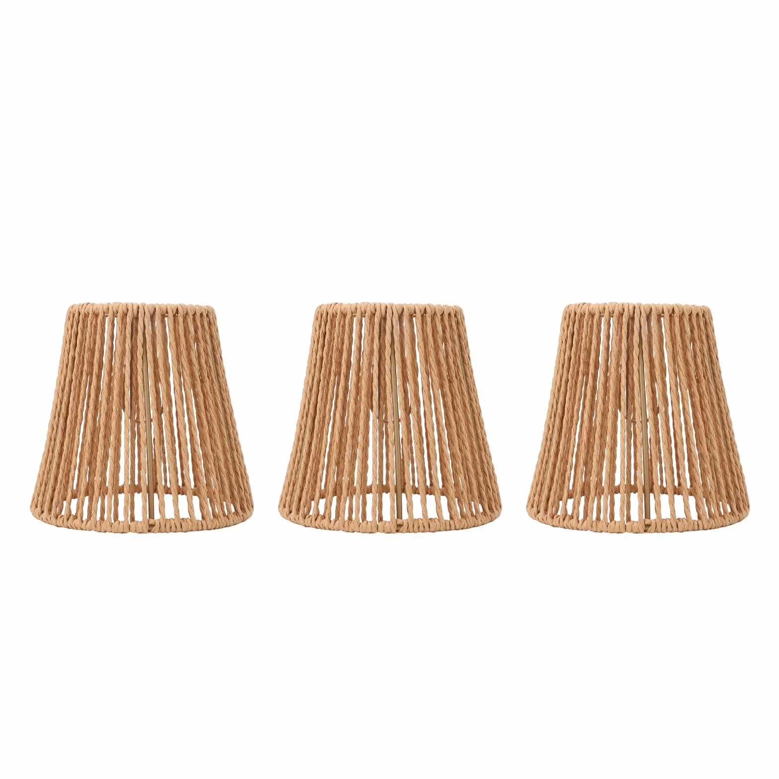 Rattanowy Abażur do Lampy Wiszącej 3 Szt Ręcznie Tkany