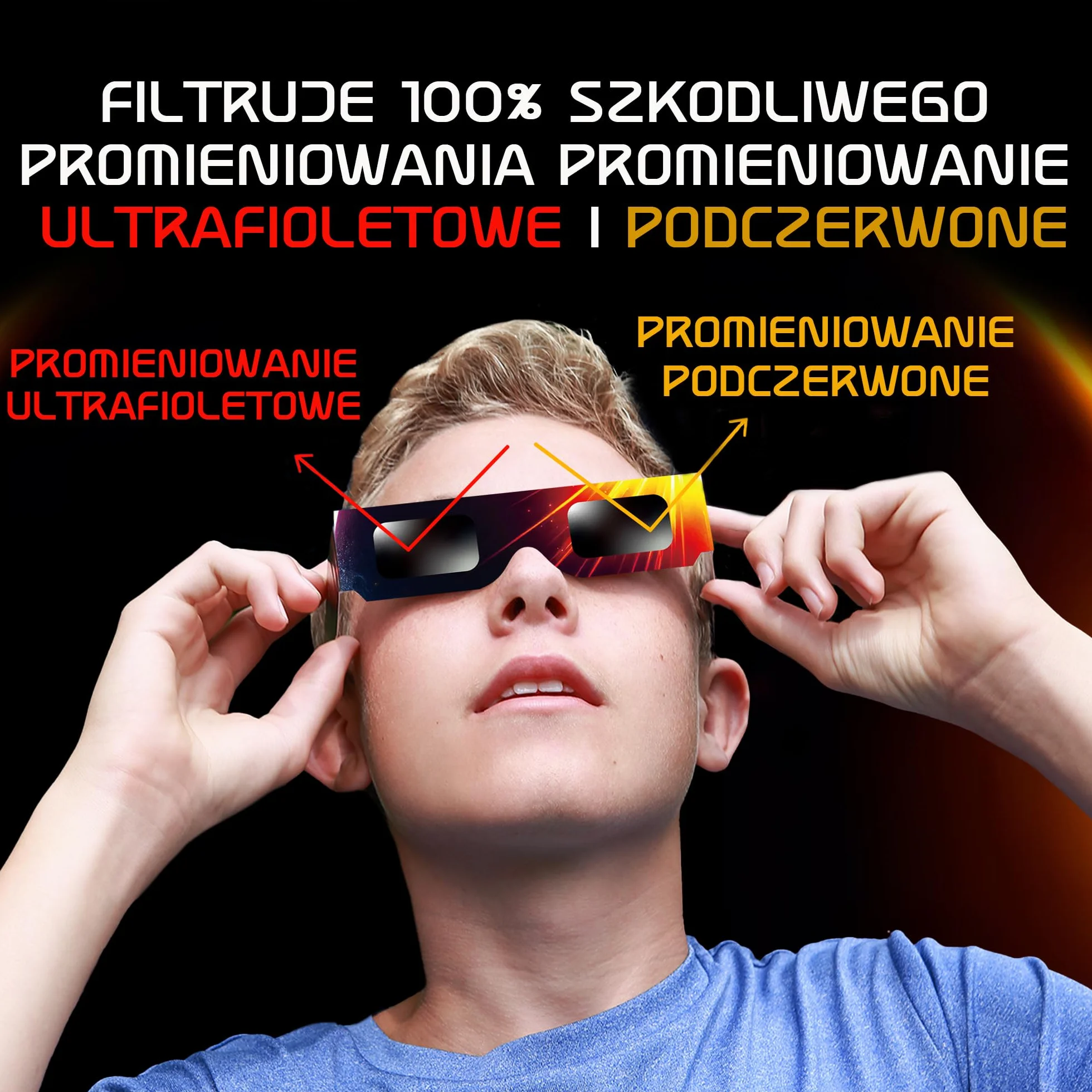 Okulary do zaćmienia Słońca AAS 2026 certyfikat ISO CE 12 szt.