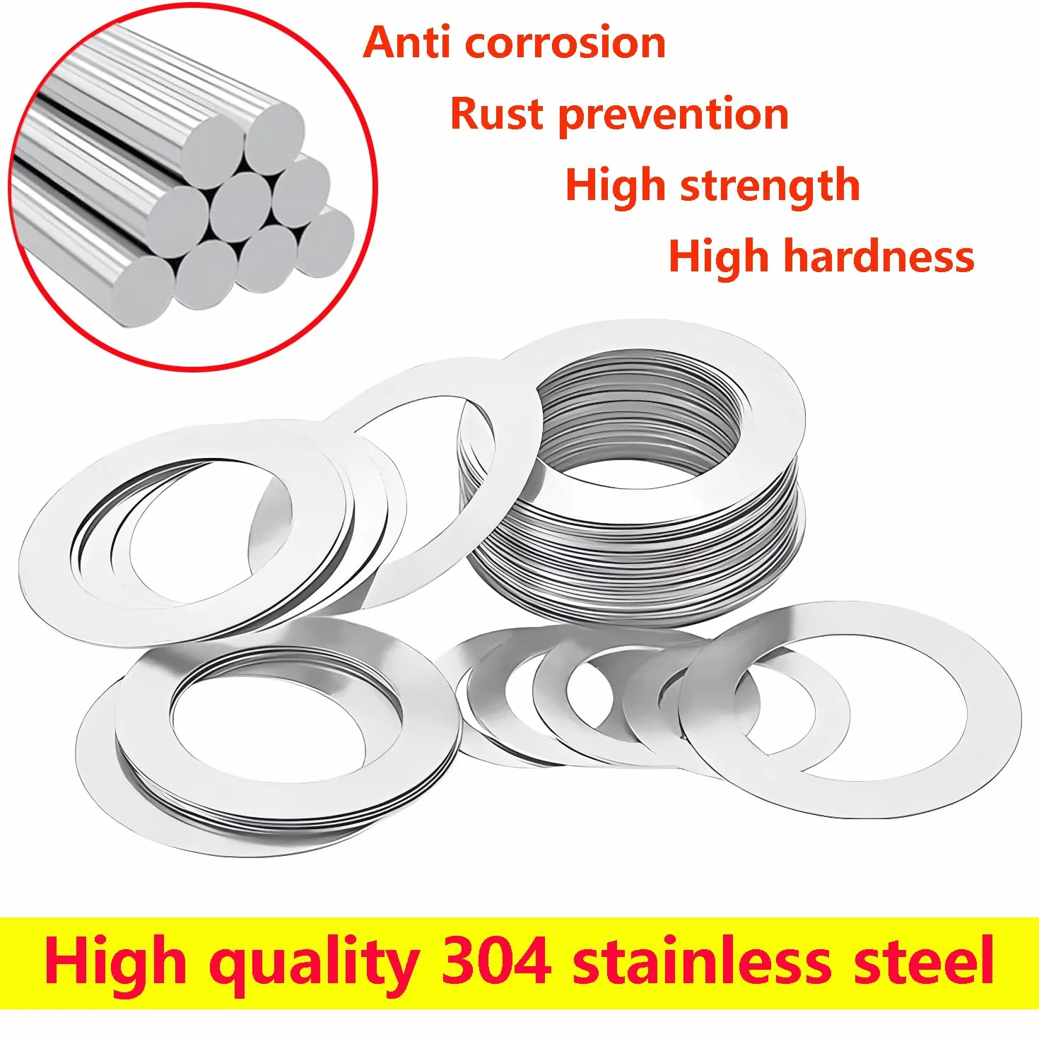 Podkładki ze stali nierdzewnej M10 płaskie 10x16x0.3mm 50 sztuk