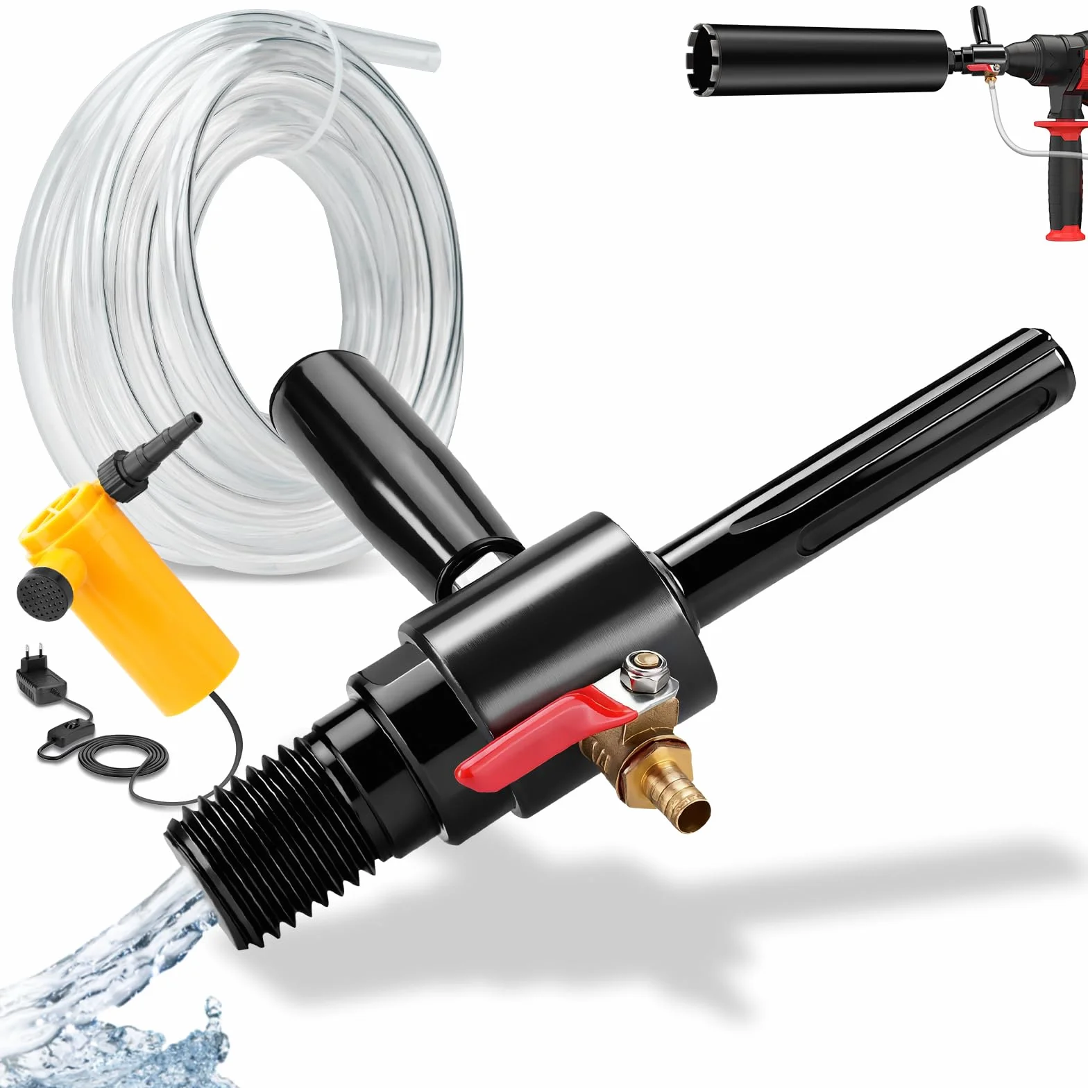 XIIW Adapter SDS-Max 1 1/4" UNC do Wiertarki Rdzeniowej z Pompą 4 m i Wężem, Automatyczne Wtryskiwanie Wody, 42CrMo4, Wiertło Diamentowe