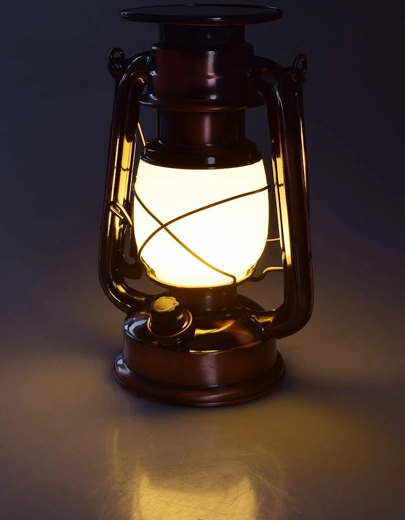 ChiliTec Lampa solarna kempingowa 23,5 cm ściemnianie retro ciepła biel