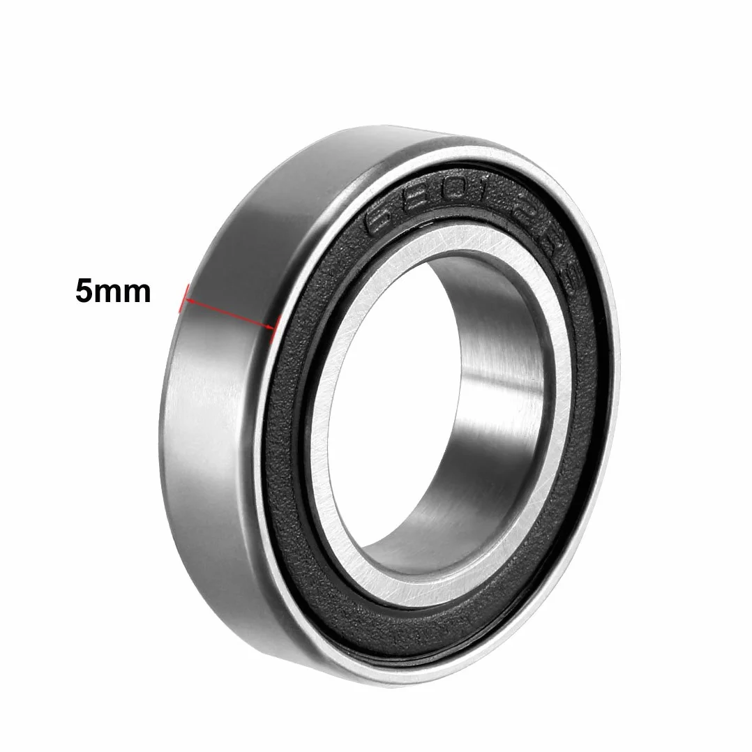 sourcing map łożysko kulkowe zwykłe 6801-2RS 12 mm x 21 mm x 5 mm stal węglowa