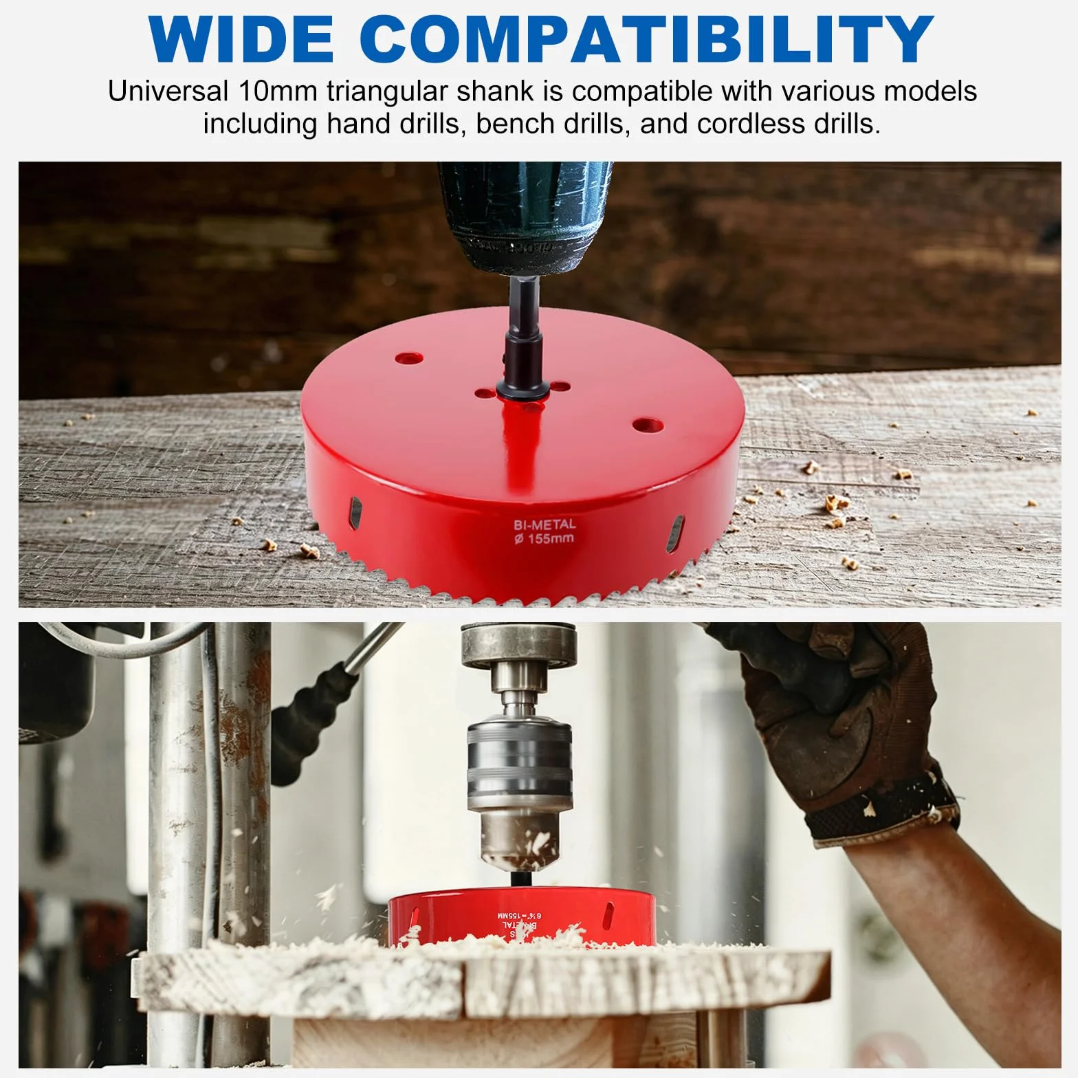 FreeTec Otwornica Ø 155 mm Bimetal Z Wiertłem Centrującym