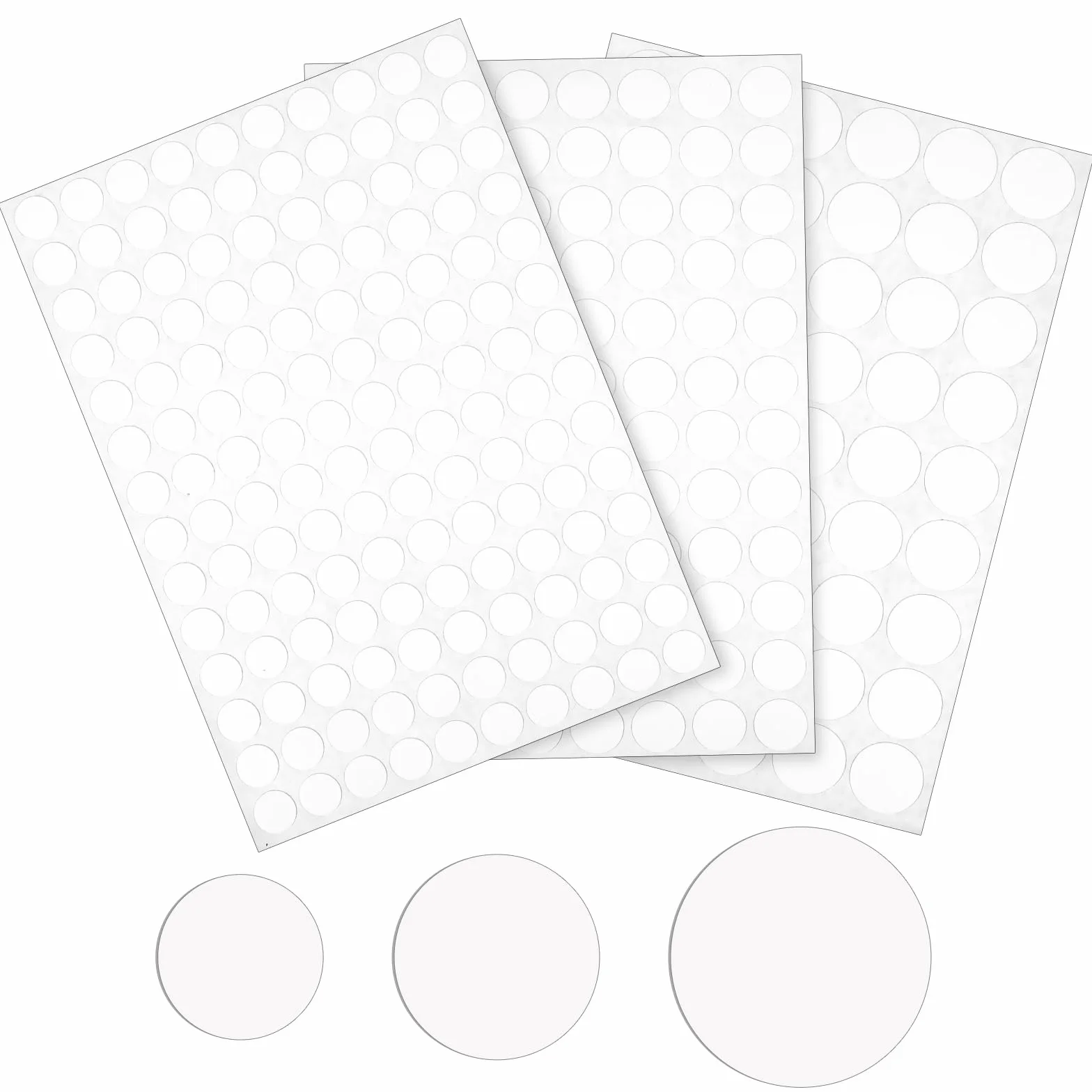 Samoprzylepna osłona śrub, 290, biała, 12 mm/15 mm/21 mm, samoprzylepne zaślepki, otwory na śruby, naklejki do biurka, szafek ściennych, mebli