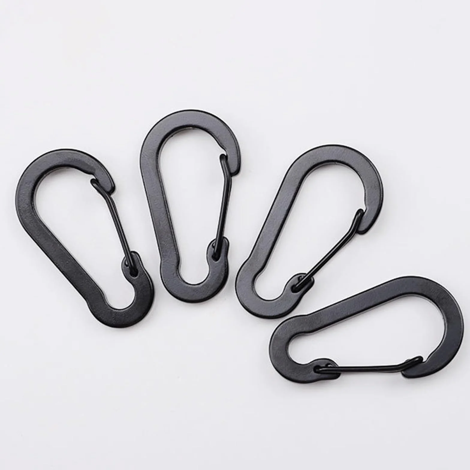 Aluminiowy karabińczyk w kształcie litery D, mały, czarny, breloczek, 10 sztuk