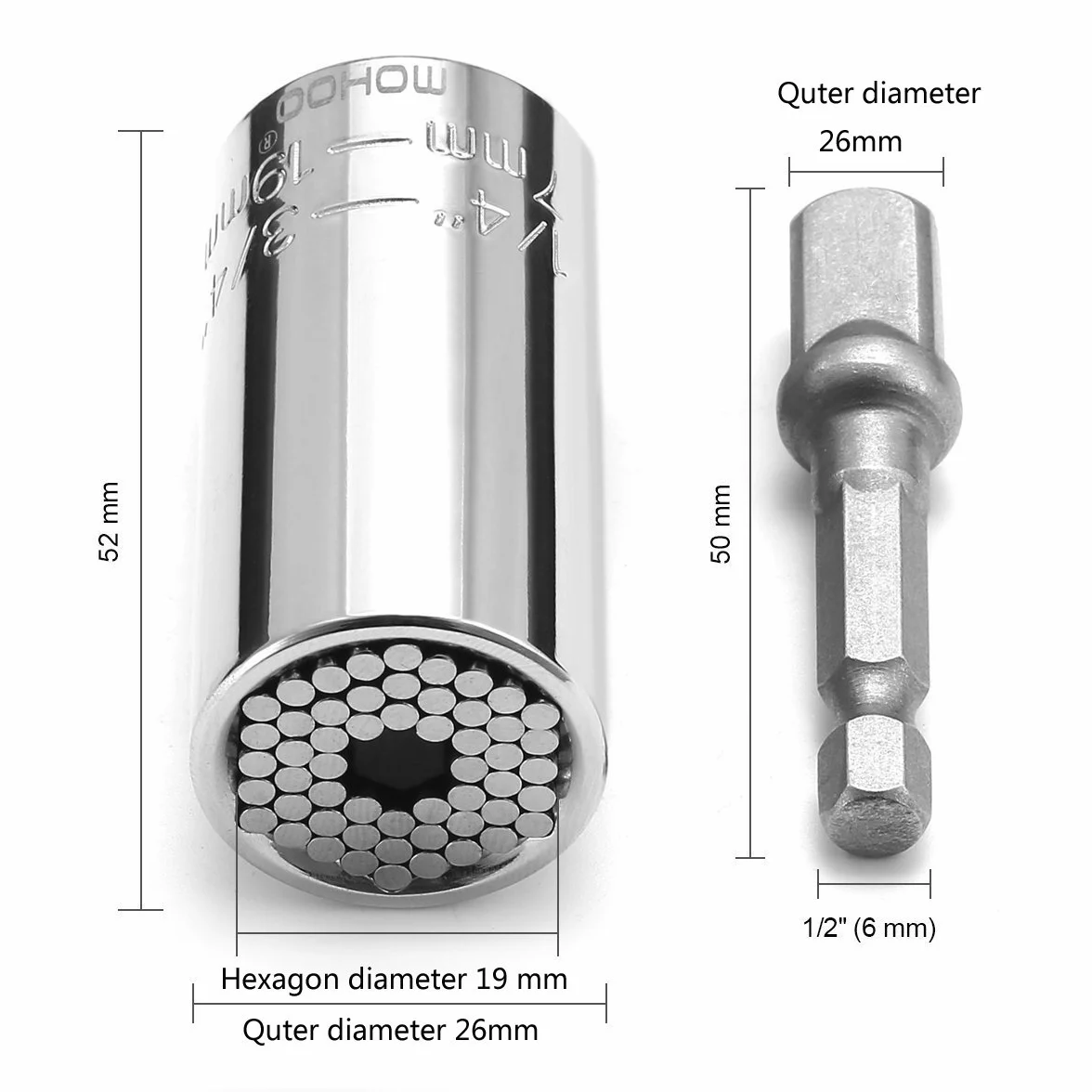 Zestaw kluczy nasadowych 7-19 mm, uniwersalny adapter narzędzi ręcznych, zestaw naprawczy do motoryzacji