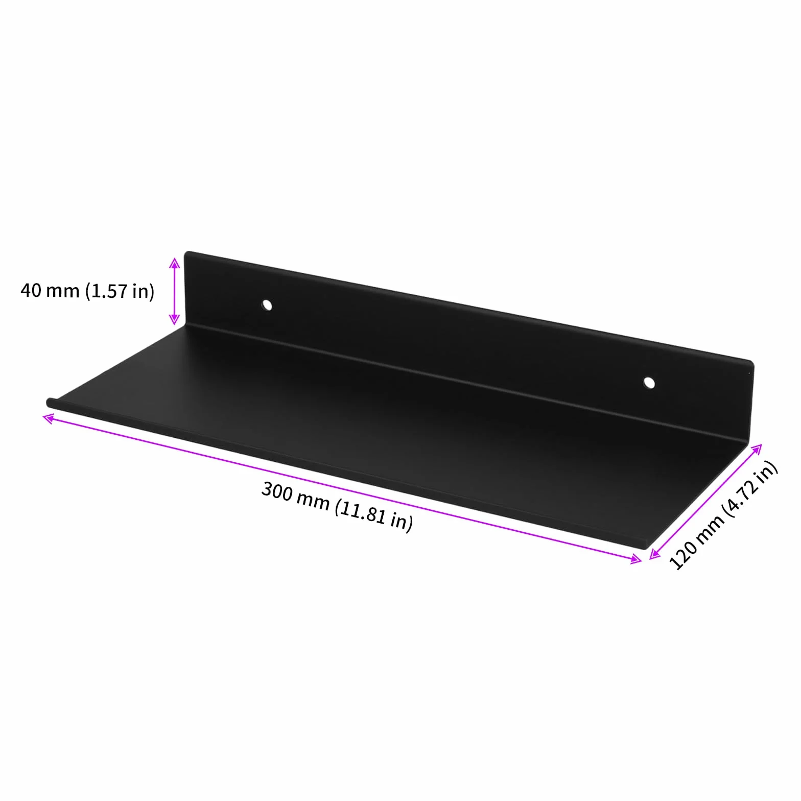 Metalowy regał ścienny półka prysznicowa 30 cm czarny
