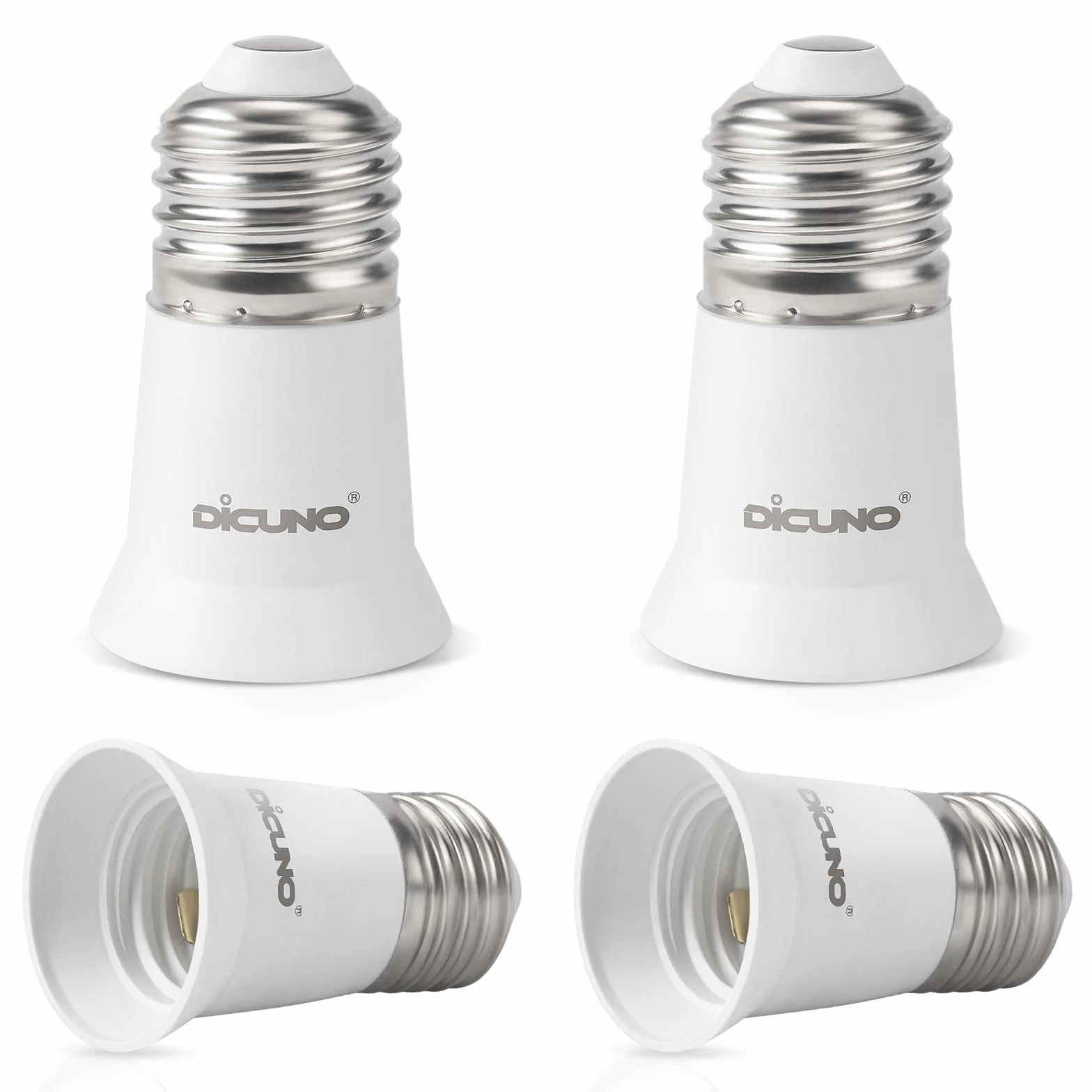 DiCUNO E27 Adapter podstawowy 3 cm, E27 do E27 Przedłużenie, 4 szt