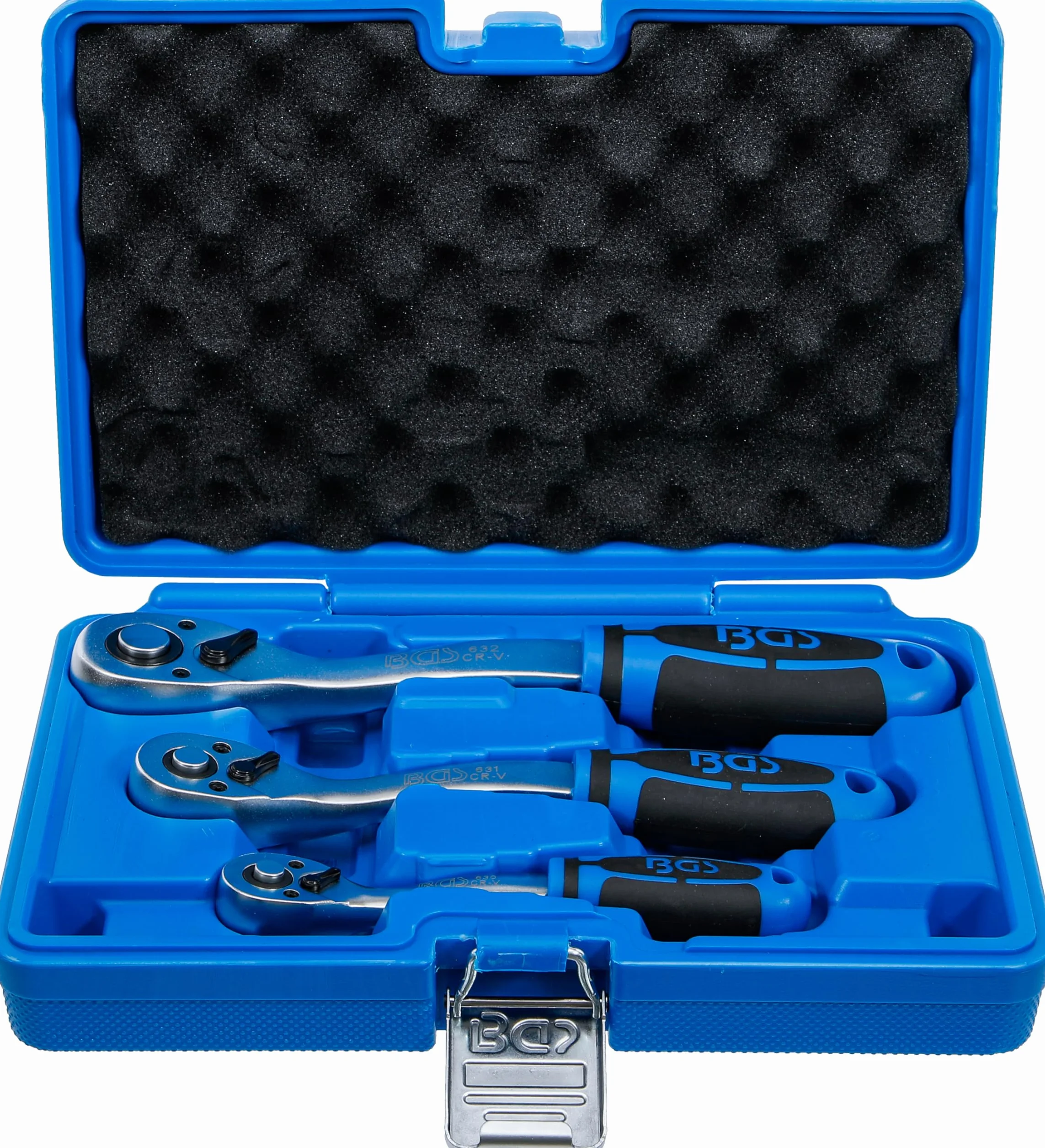 BGS 621 Zestaw grzechotek przełączalnych z drobnym uzębieniem 6,3 mm 10 mm 12,5 mm 3 szt