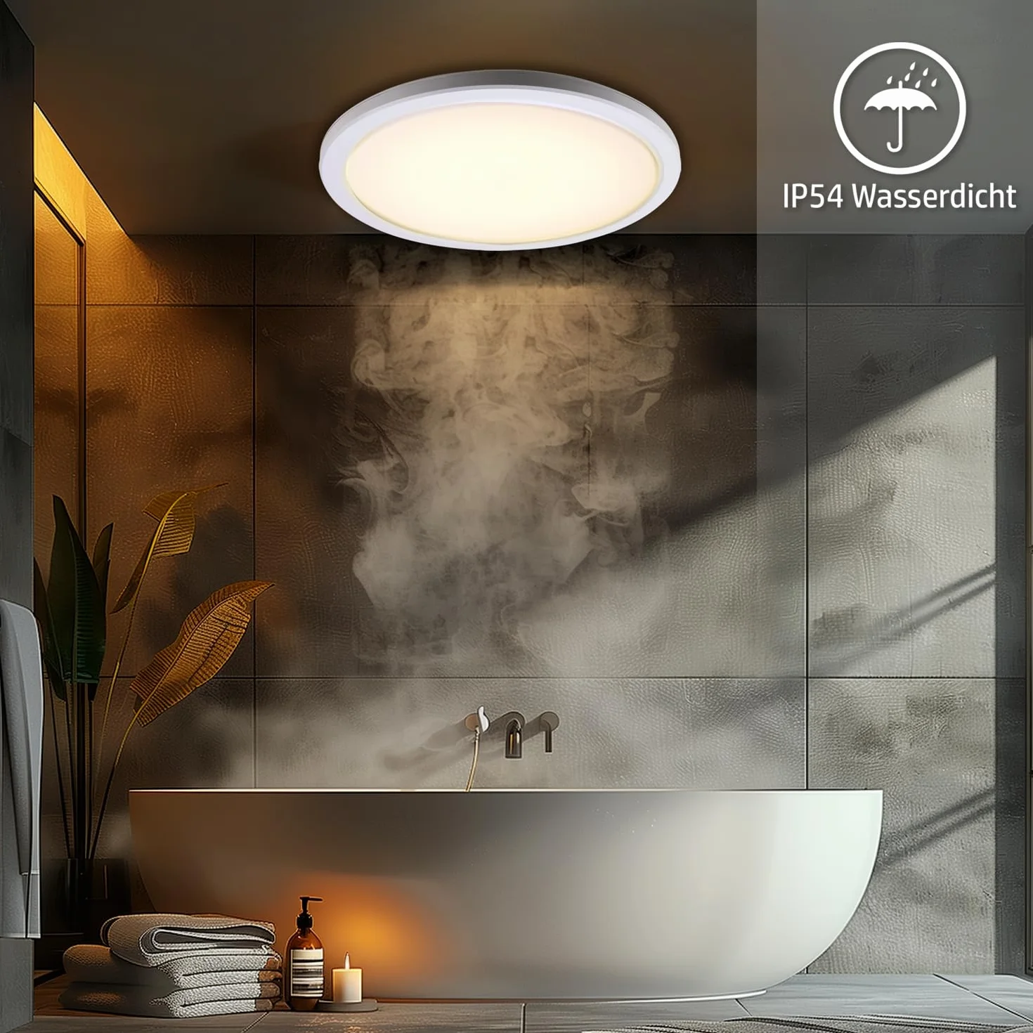 DA LIGHT Płaska lampa sufitowa LED 18W 2000lm 22cm IP54 wodoodporna 3CCT regulowany