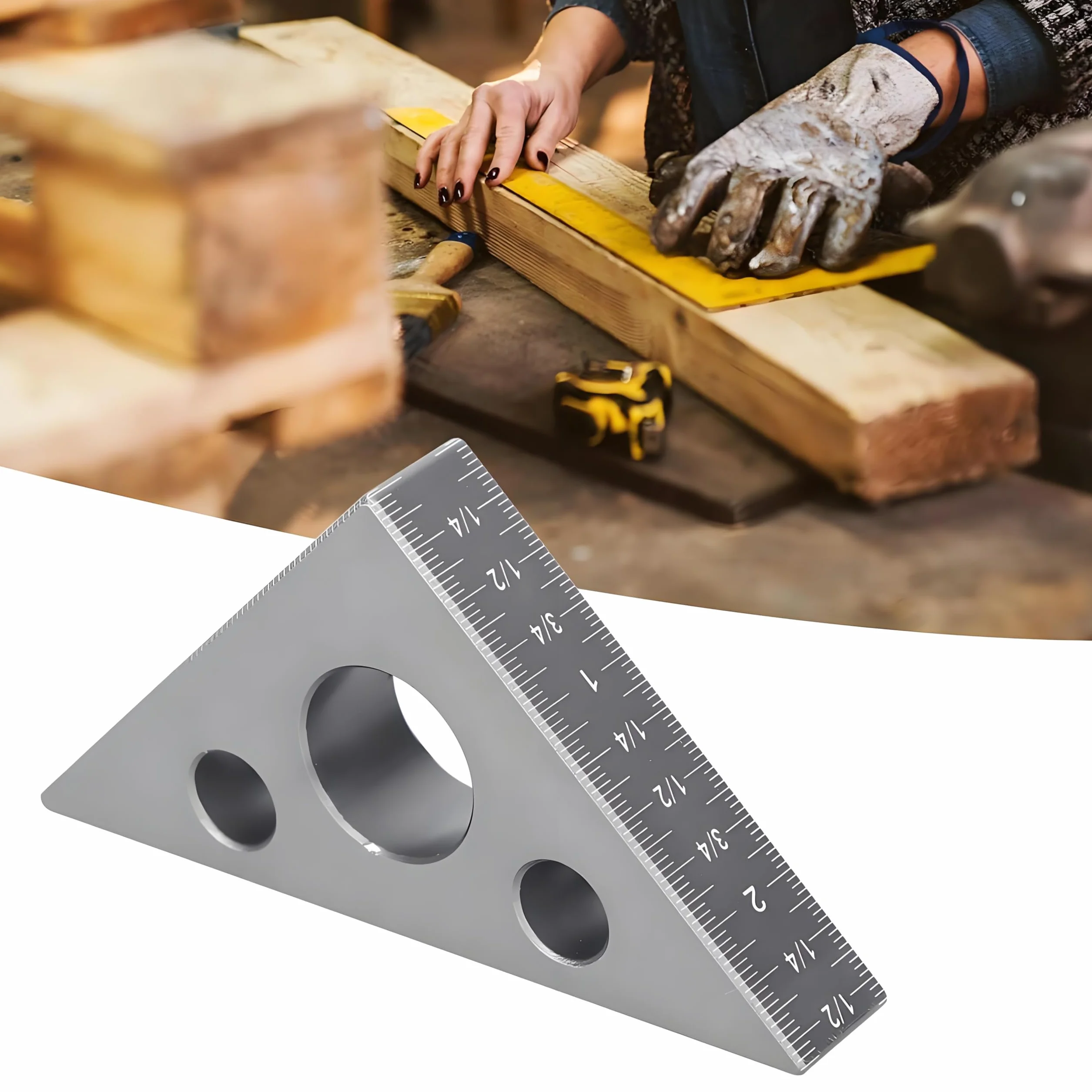 Linijka trójkątna ze stopu aluminium 45/90° do obróbki drewna