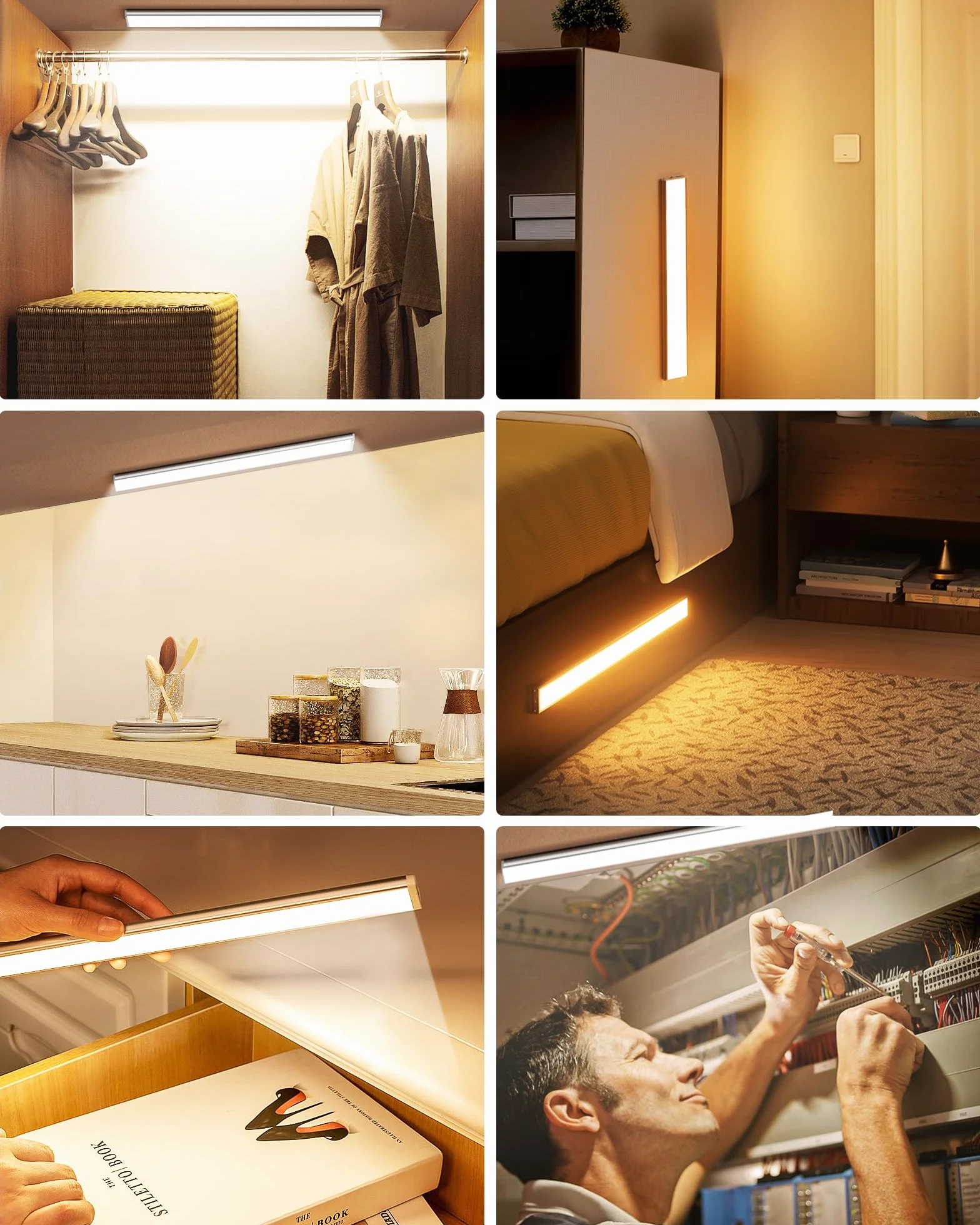 Mexllex Lampa podszafkowa LED 138 diod 1500 mAh 30 cm czujnik ruchu 2 sztuki