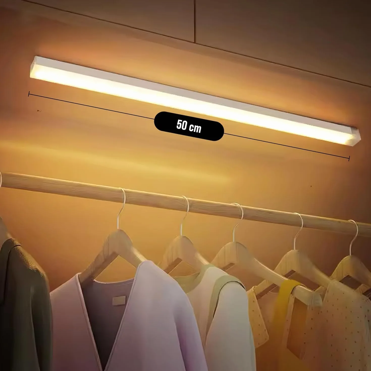 Lampa LED z czujnikiem ruchu 50 cm Magnetyczna USB Akumulatorowe oświetlenie zimne białe światło