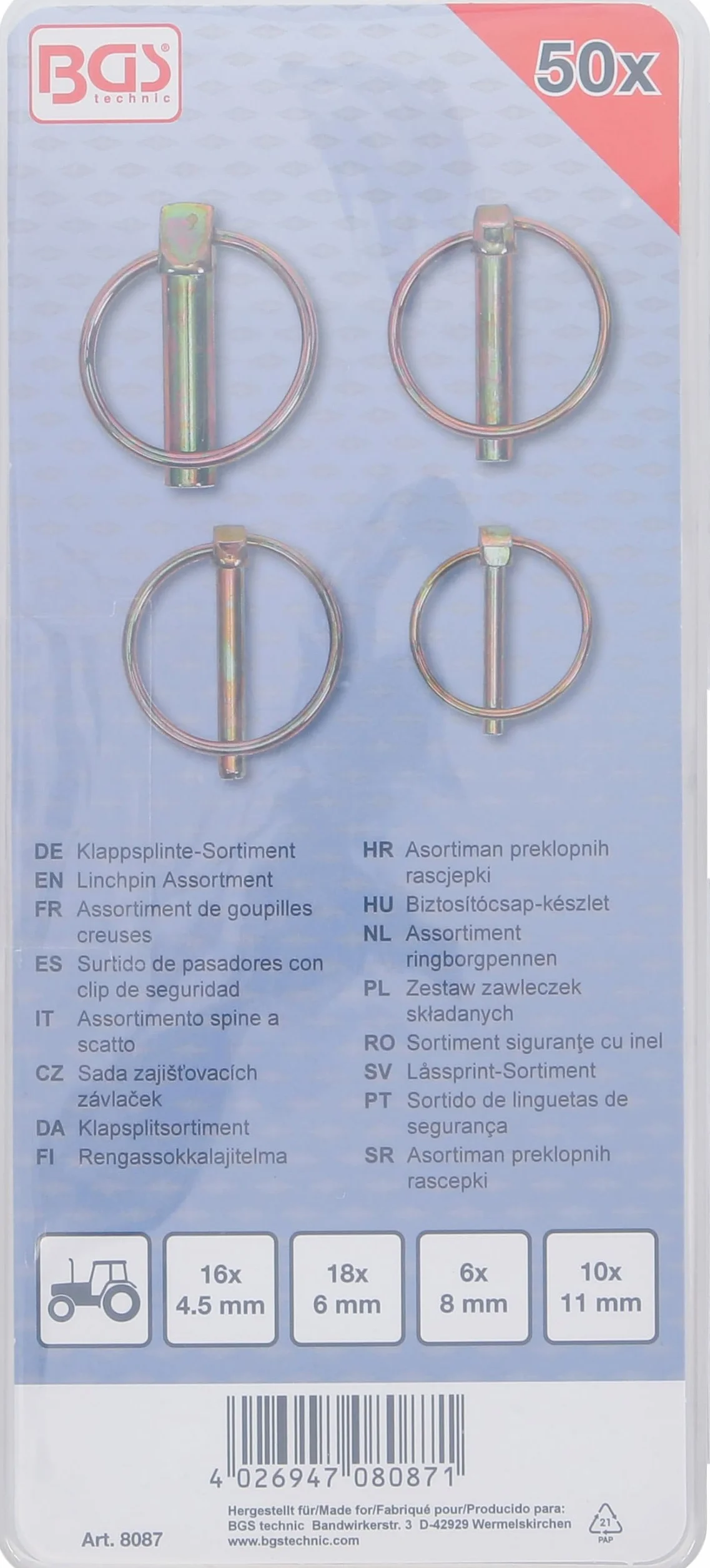 BGS 8087 Zestaw zawleczek składanych 50 szt.