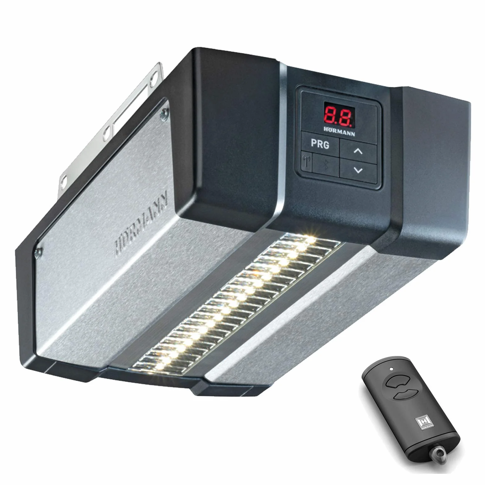 Hörmann napęd do bram garażowych Supra Matic E seria 4 (otwieracz drzwi, w zestawie nadajnik ręczny HSE 4, kabel przyłączeniowy, szerokość bramy 5500 mm/skrzydło drzwi maks. 13,75 m²) 4510307, szary