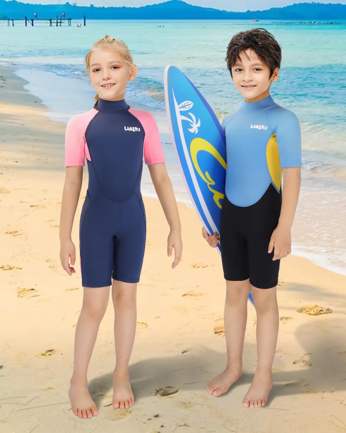 Kombinezon Dla Dzieci Dla Chłopców Kombinezon Nurkowy Neoprenowy 2,5 mm Ochrona UV Z Tyłu Zamek Krótki Kombinezon Do Nurkowania Surfing