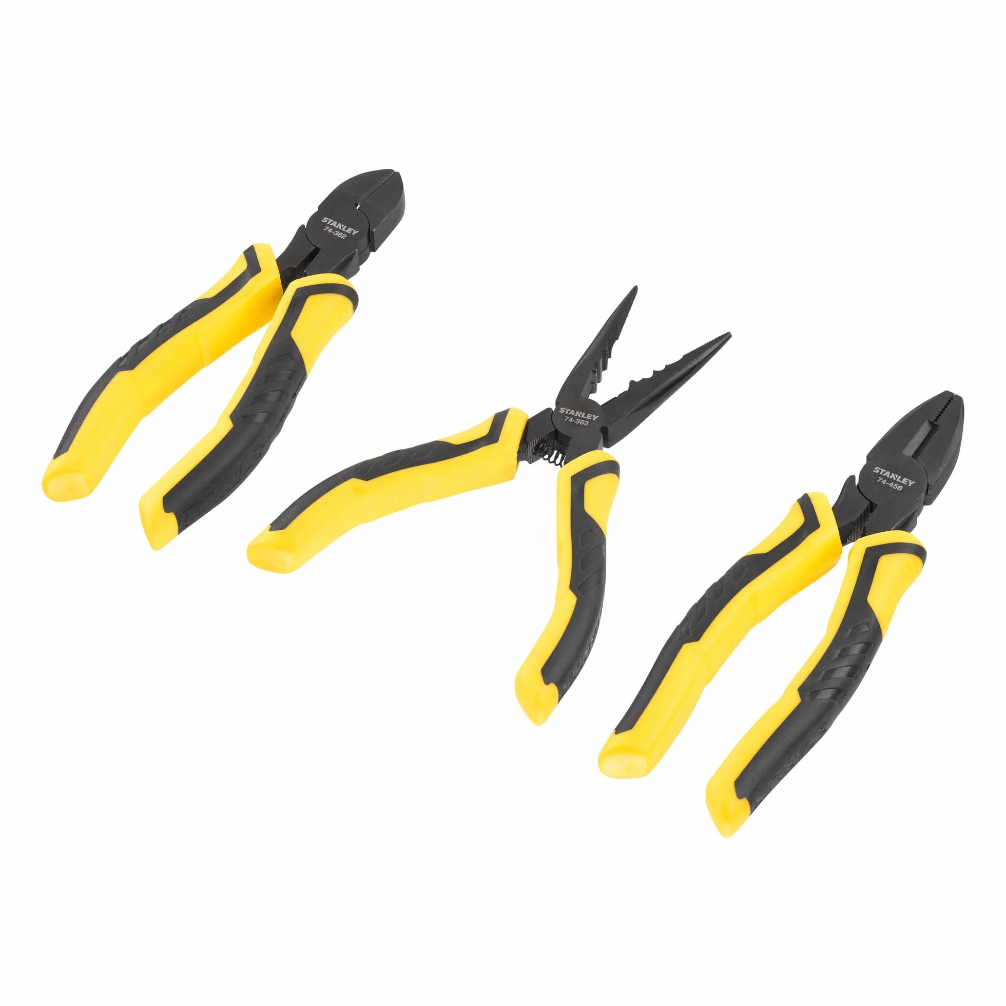 STANLEY Juego de Alicates Control Grip Universal + Corte Diagonal + Boca Larga