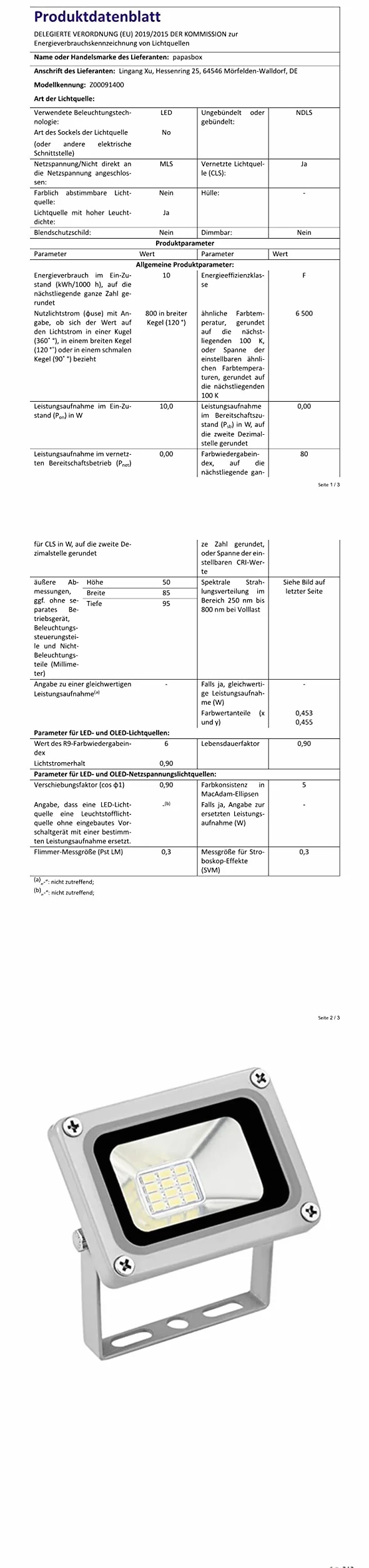 Reflektor LED 12V 10W 800lm 6000K IP65 Kwadratowy do Ogrodu
