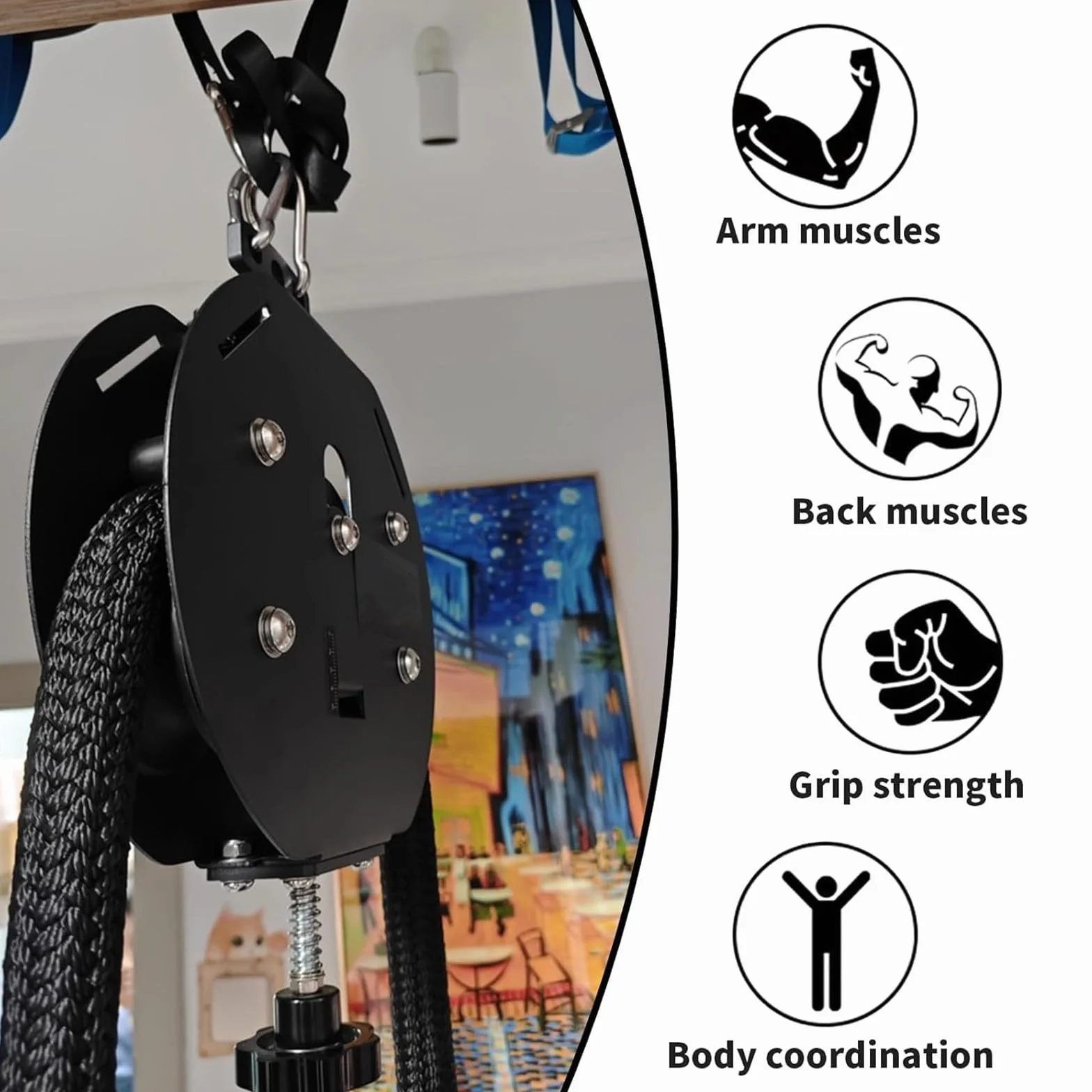 Maszyna z Liną Endless Rope do Domowej siłowni – Regulowany opór z Udźwigiem 150 kg, do Treningu Całego Ciała i ćwiczeń Koordynacji Ciała