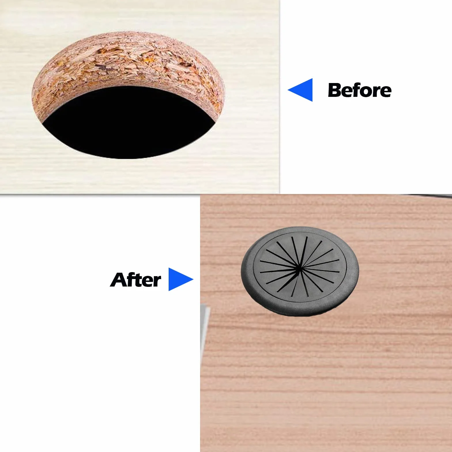 Elastyczne przelotki na biurko 50 mm PC organizer na kable czarne