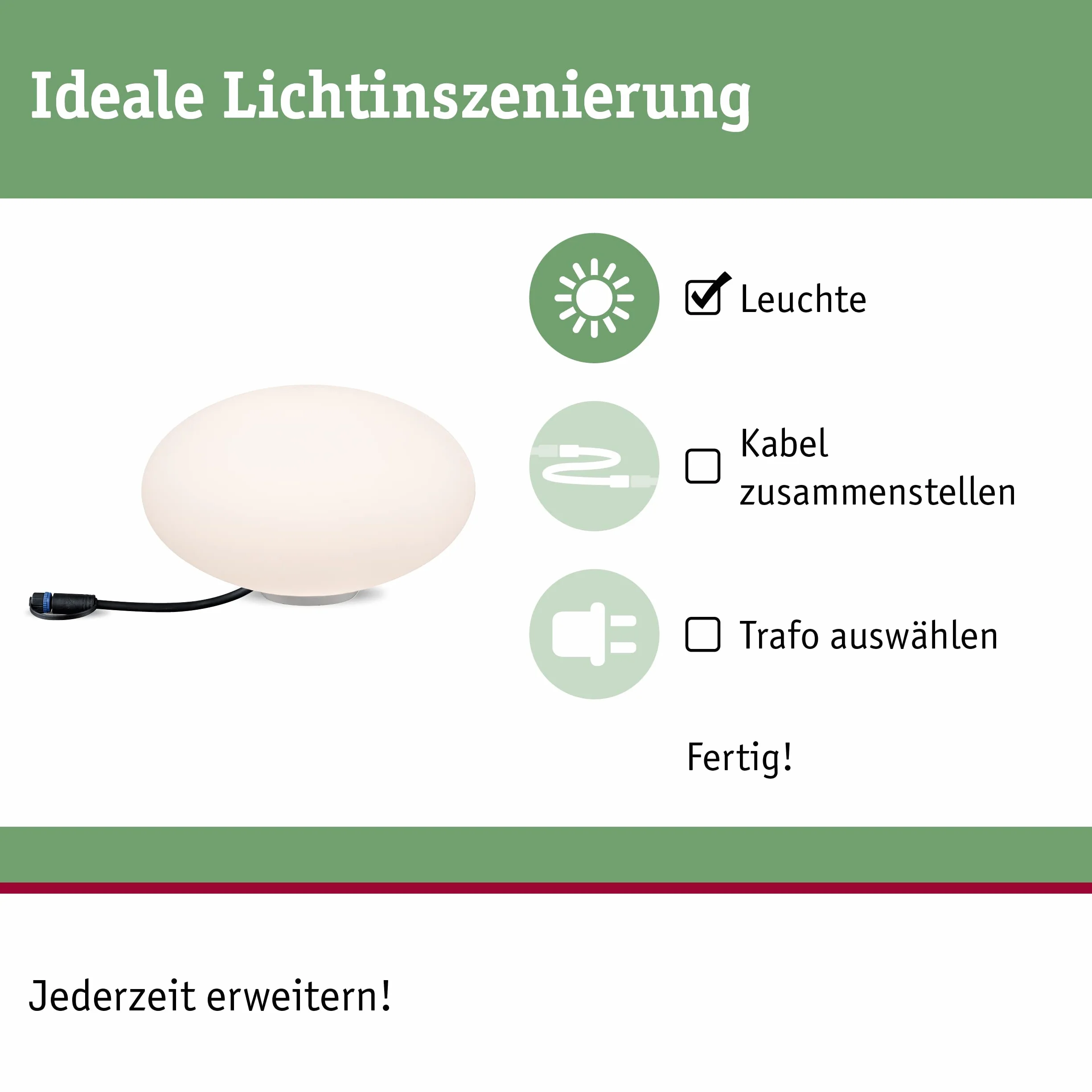 Paulmann Outdoor Plug & Shine Stone IP67 3000K 235lm 24V oprawa kulista zewnętrzna