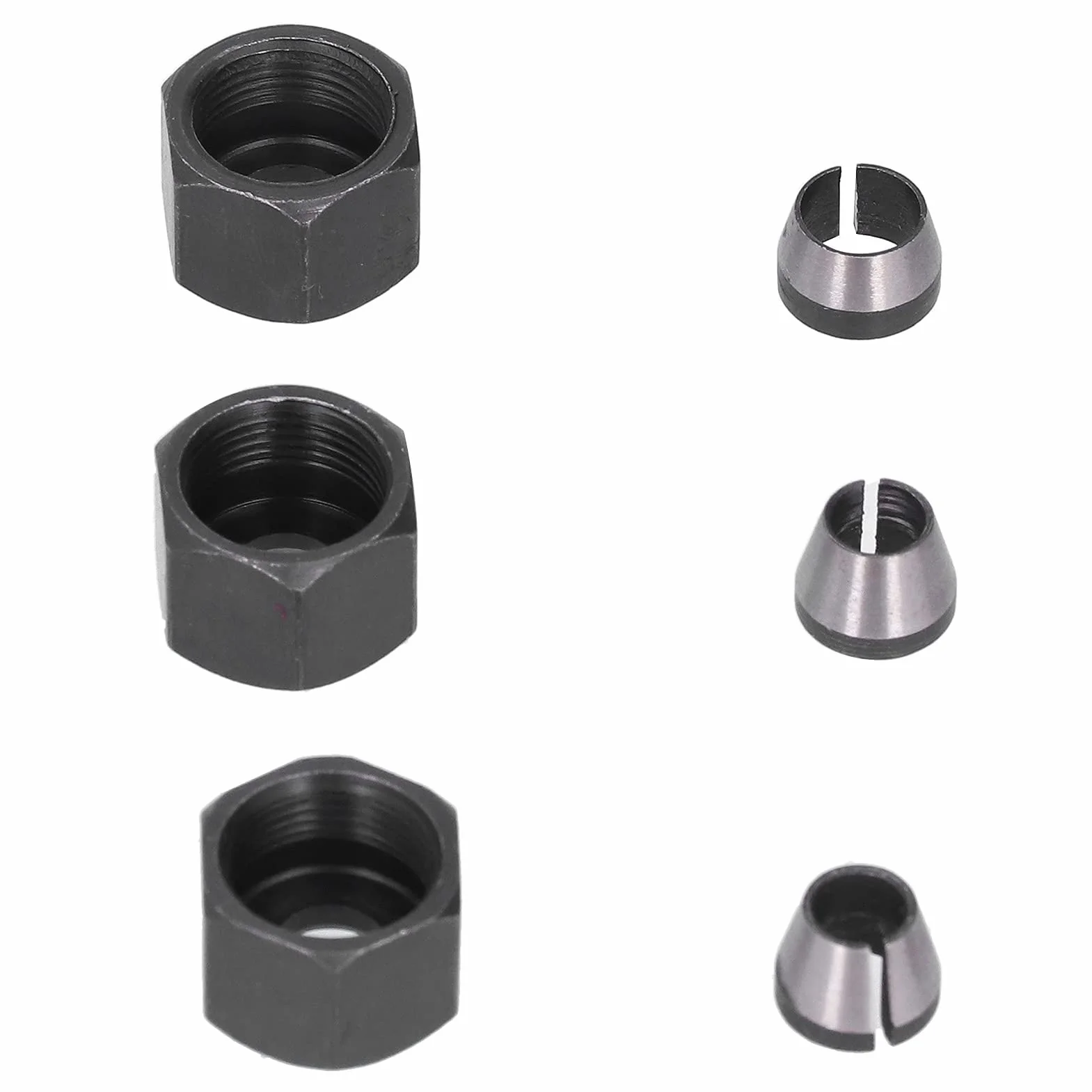 Adapter Zaciskowy Router Collet 6mm 6.35mm 8mm Zestaw z Nakrętką Uchwyty ze Stali Węglowej do Trymera Grawerka