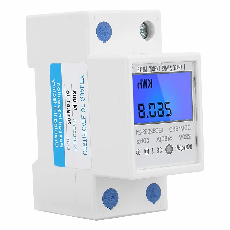 Elektroniczny licznik energii KWh 5-80A DDM15SD Cyfrowy wyświetlacz LCD Jednofazowy
