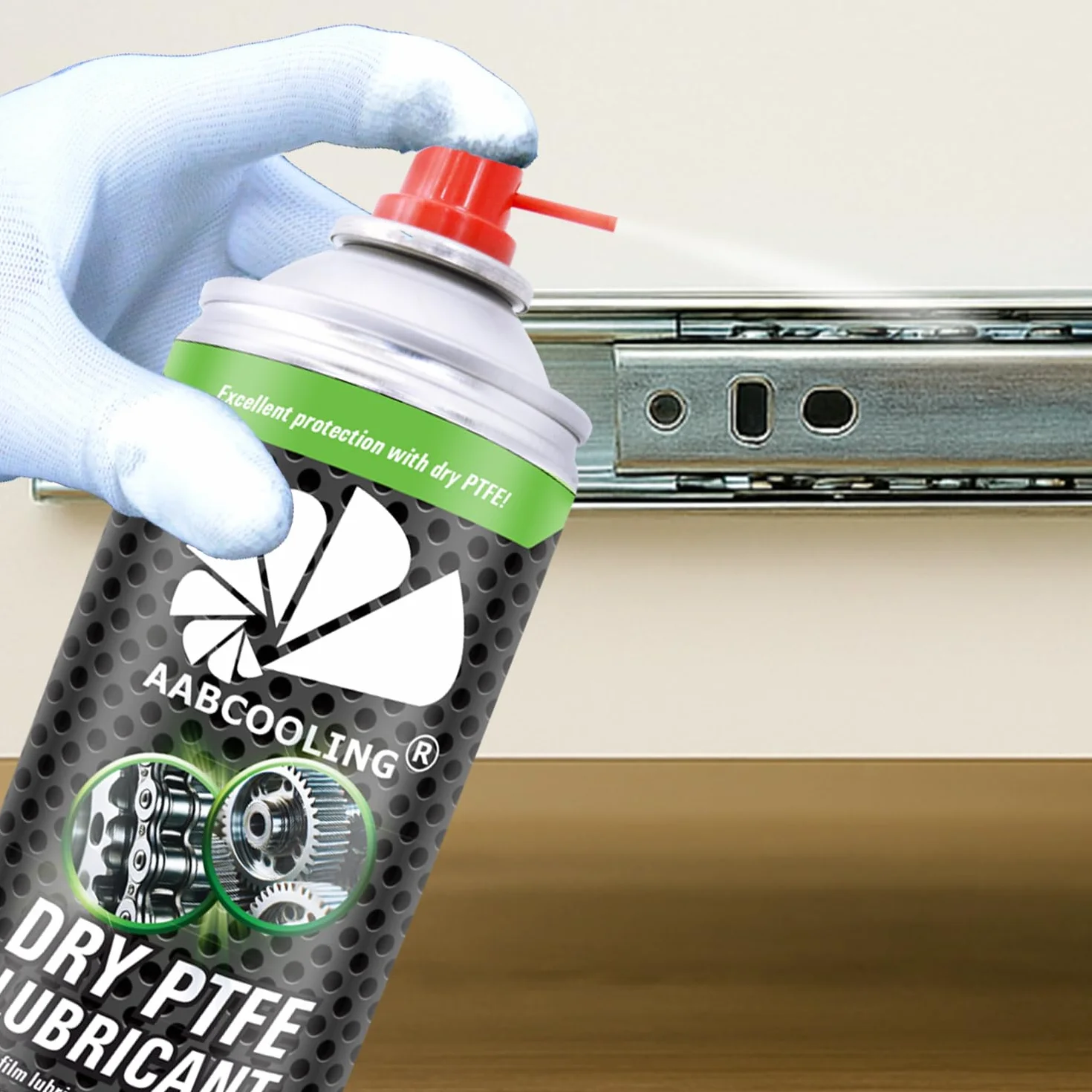AABCOOLING Suchy Smar Teflonowy PTFE 400 ml – smar w sprayu do konserwacji roweru, łożysk, linek, kół pasowych