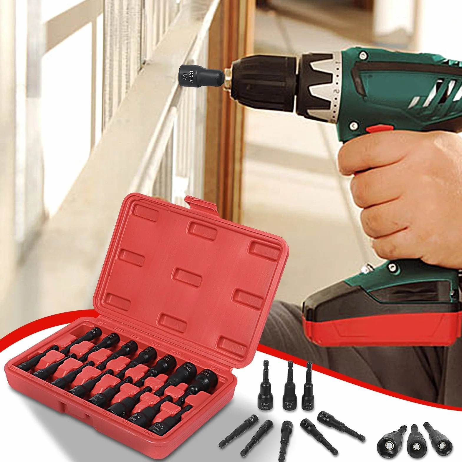 Magnetic Nut Driver Hex Shank Adapter Set 15-Piece Szybki Zmieniacz Magnetyczny do Garażu Warsztatu