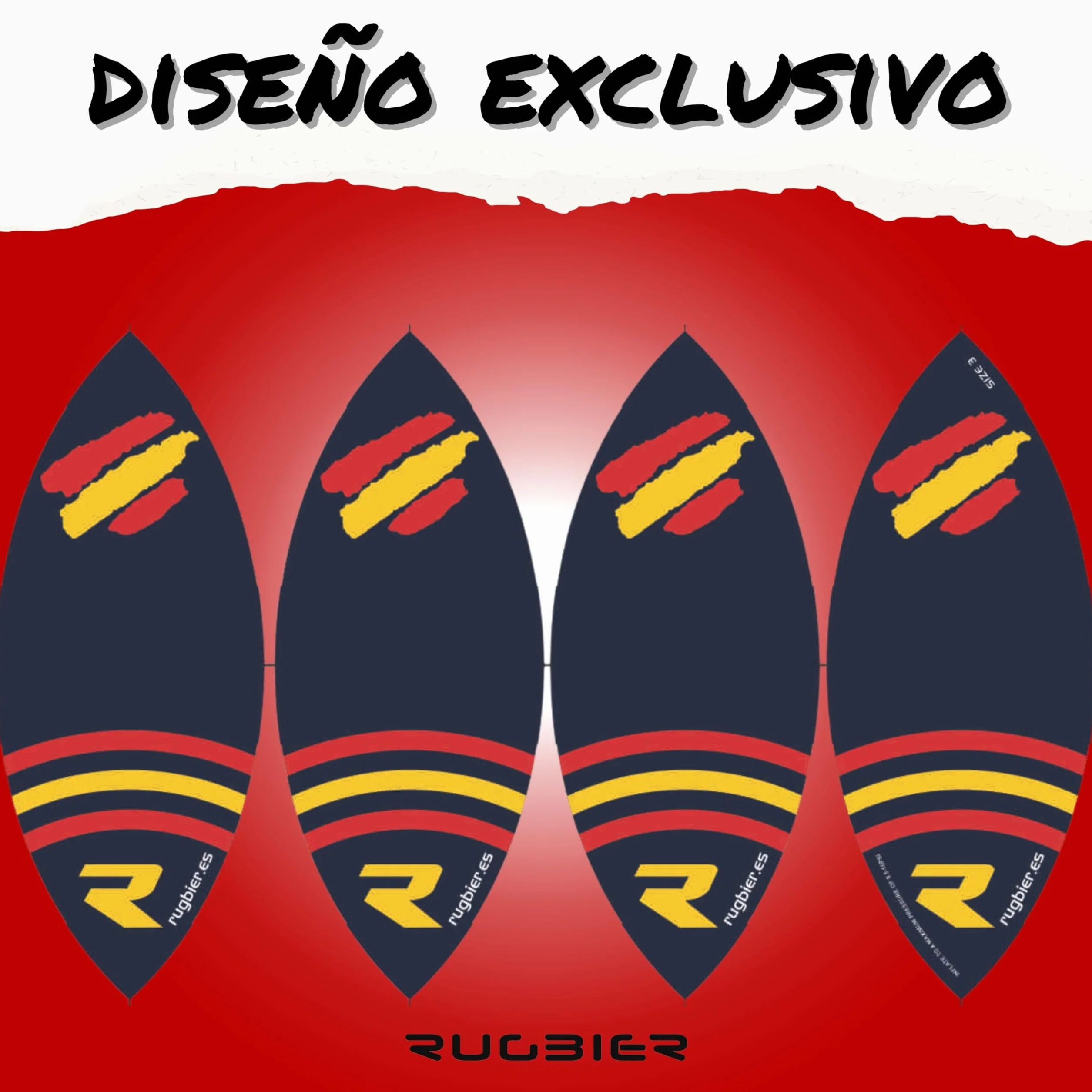 Piłka do rugby dla chłopców i dziewcząt T3 - Piłka szkolna - Inicjacja i trening - ekskluzywny design - model Hiszpanii Flag