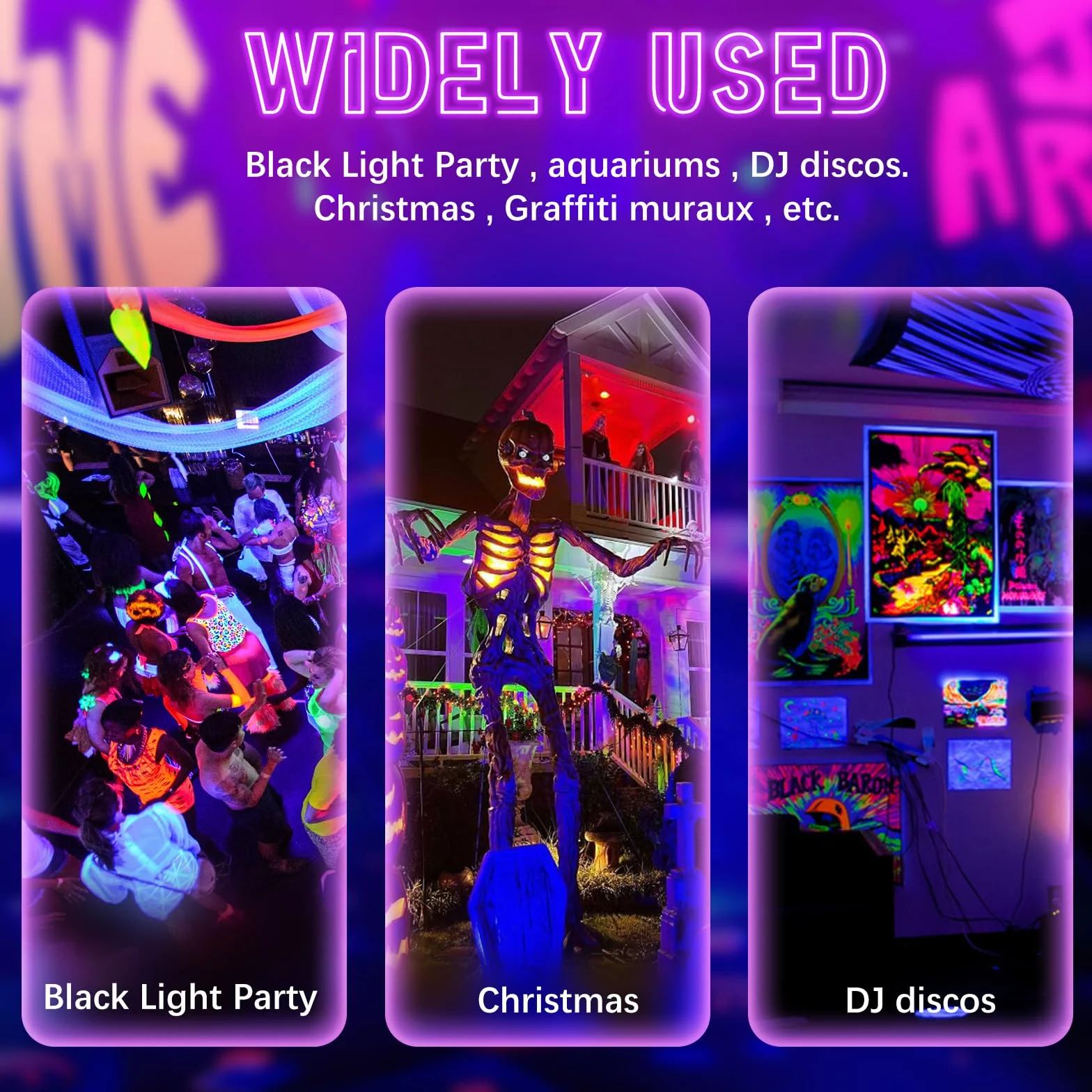 LED czarne światło UV 100W IP66 wodoodporne GKT 4 szt. na Halloween