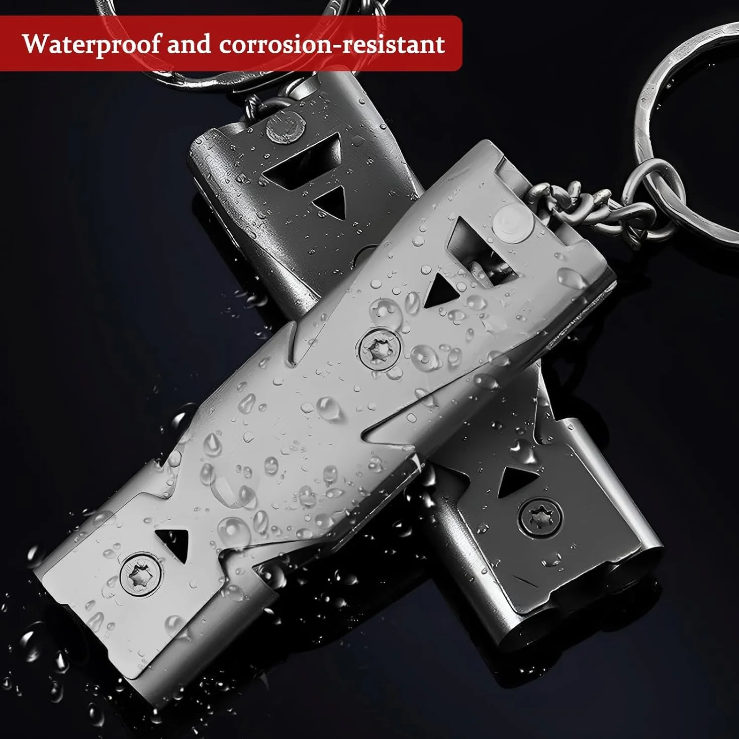 2 sztuki gwizdek metalowy gwizdek o wysokiej decybeli gwizdek awaryjny ze stali nierdzewnej na zewnątrz gwizdek ze stali nierdzewnej z brelokiem na kemping, wędrówki, sędziego..