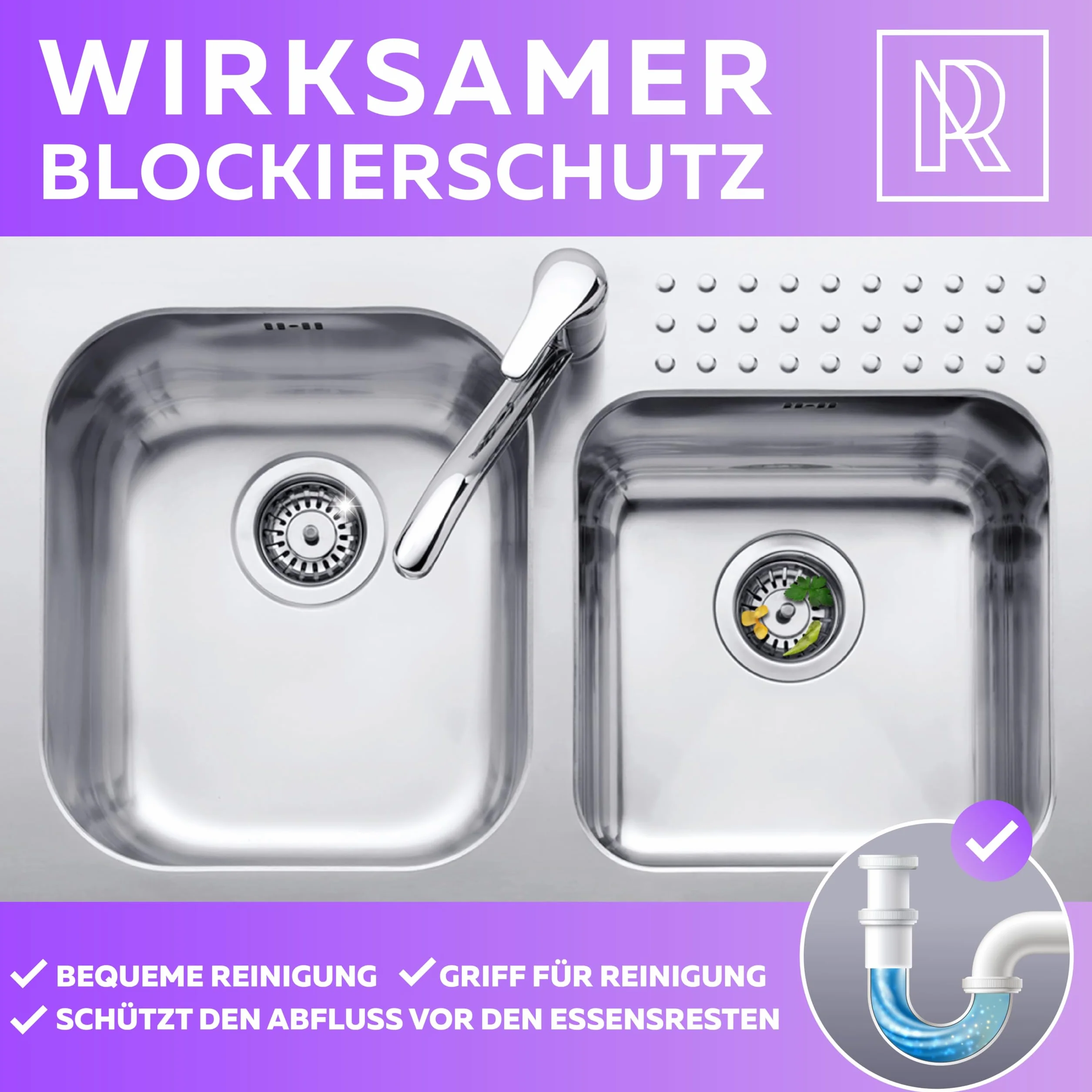 M. ROSENFELD HOME Uniwersalny koszyk sitkowy do zlewozmywaka 83 mm