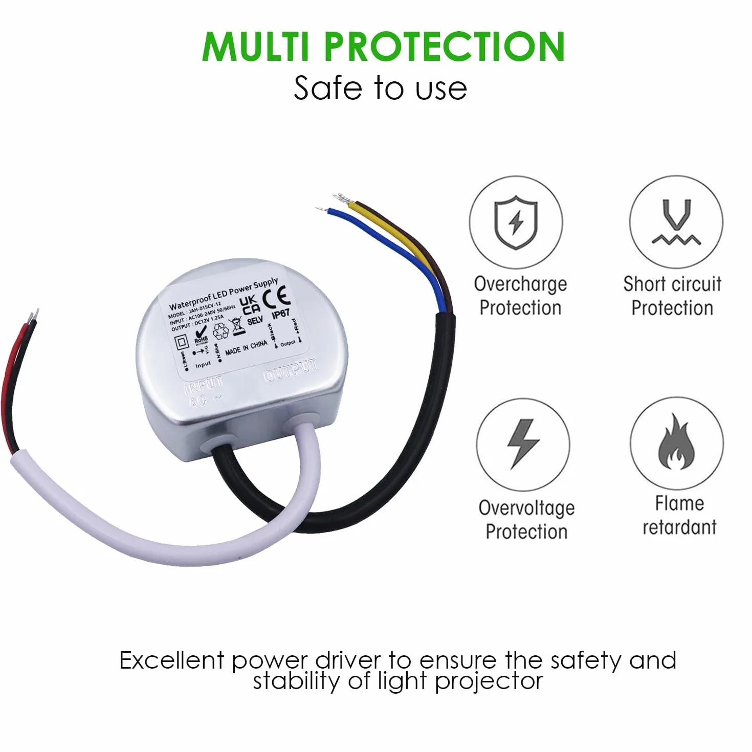 Zasilacz sieciowy 12V 1,25A IP67 15W Mini Transformator LED Wodoszczelny