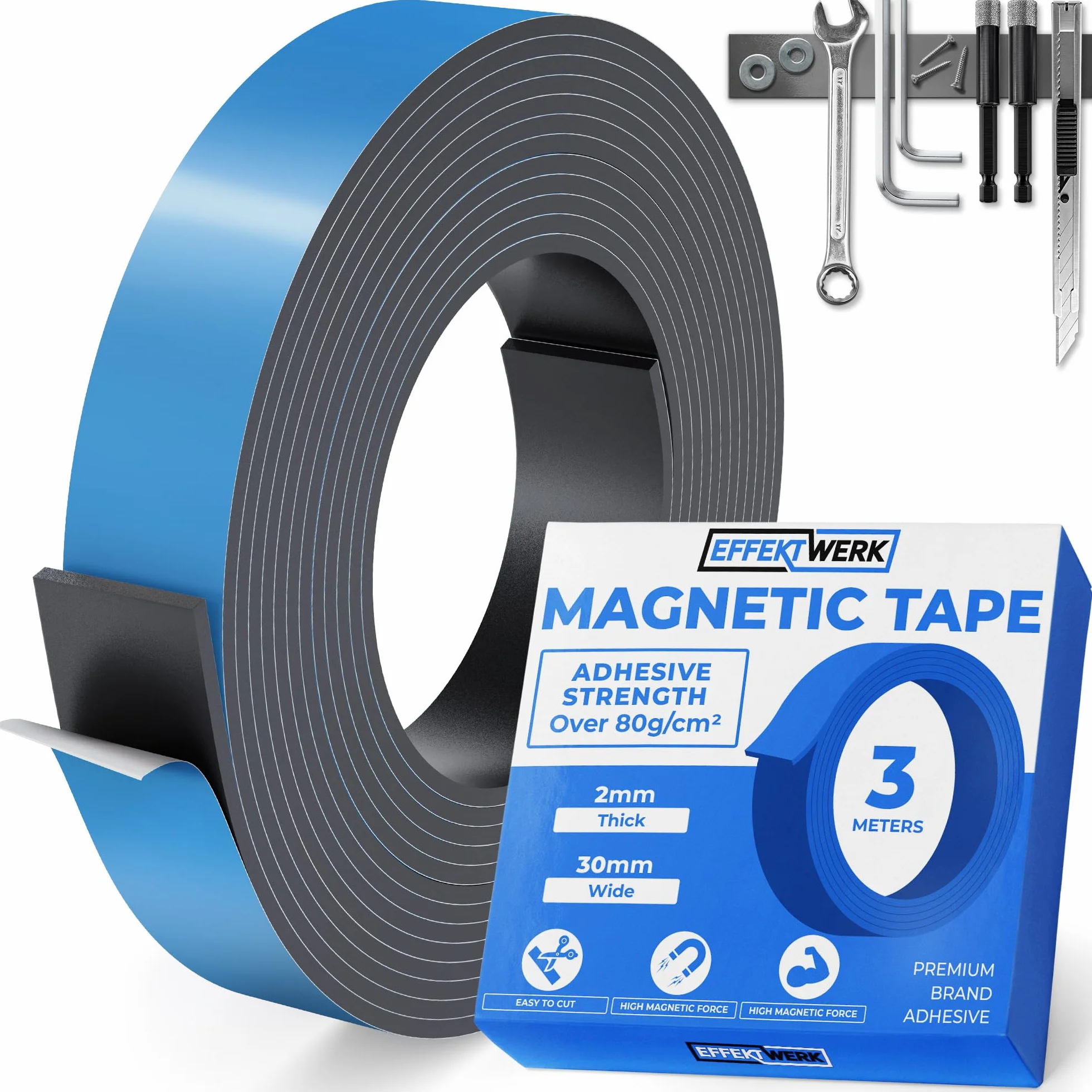 Taśma Magnetyczna Samoprzylepna 3 Metry - Paski Magnetyczne do Przedmiotów Metalowych
