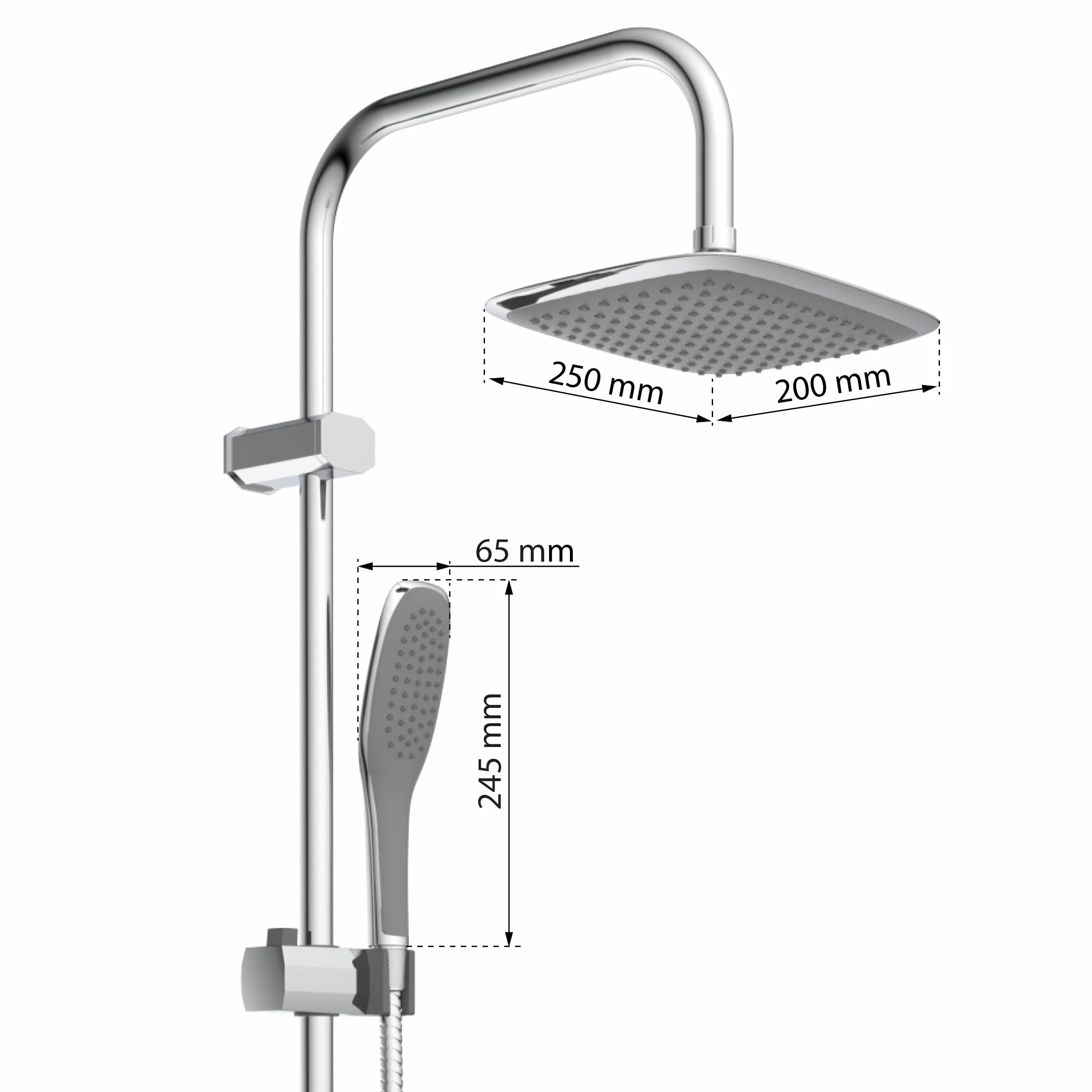 EISL Zestaw prysznicowy Easy Fresh 2 w 1 deszczownica 250x200 mm słuchawka bez armatury
