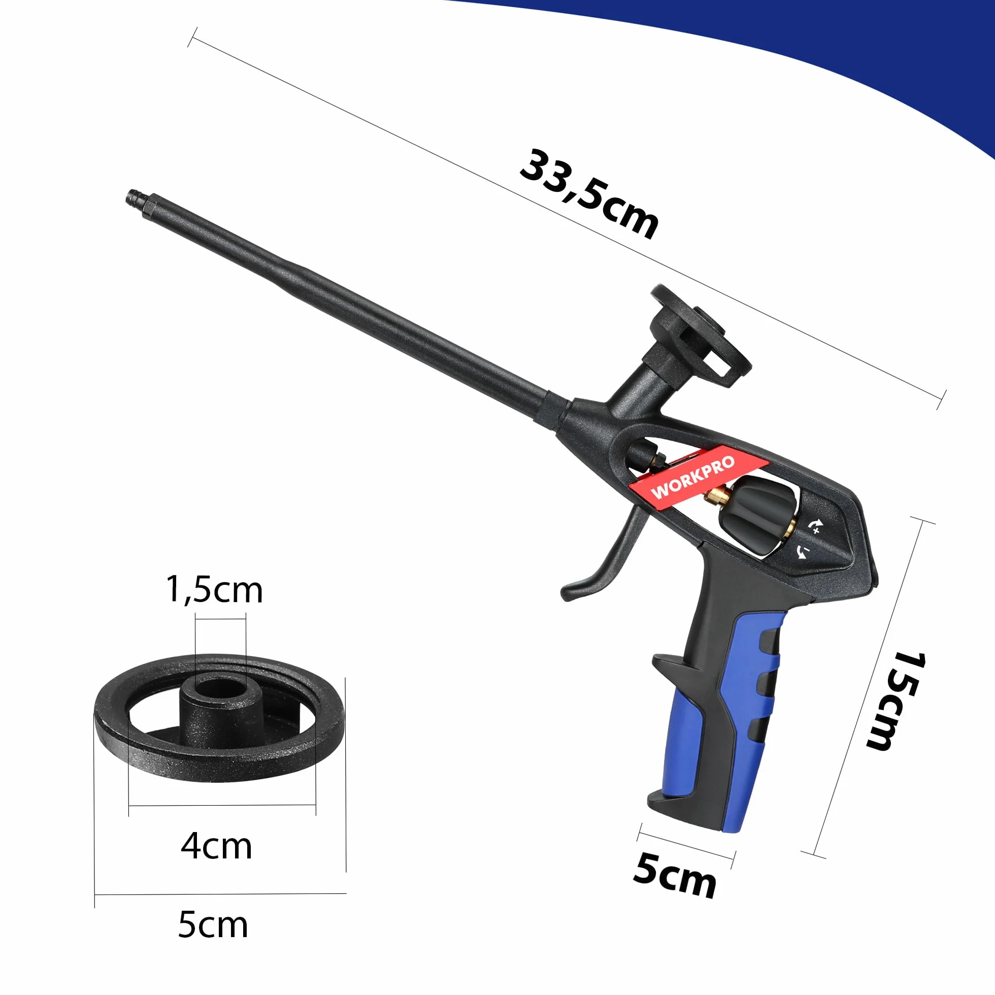 WORKPRO Pistolet piankowy PTFE do pianki poliuretanowej z przedłużkami i dyszami