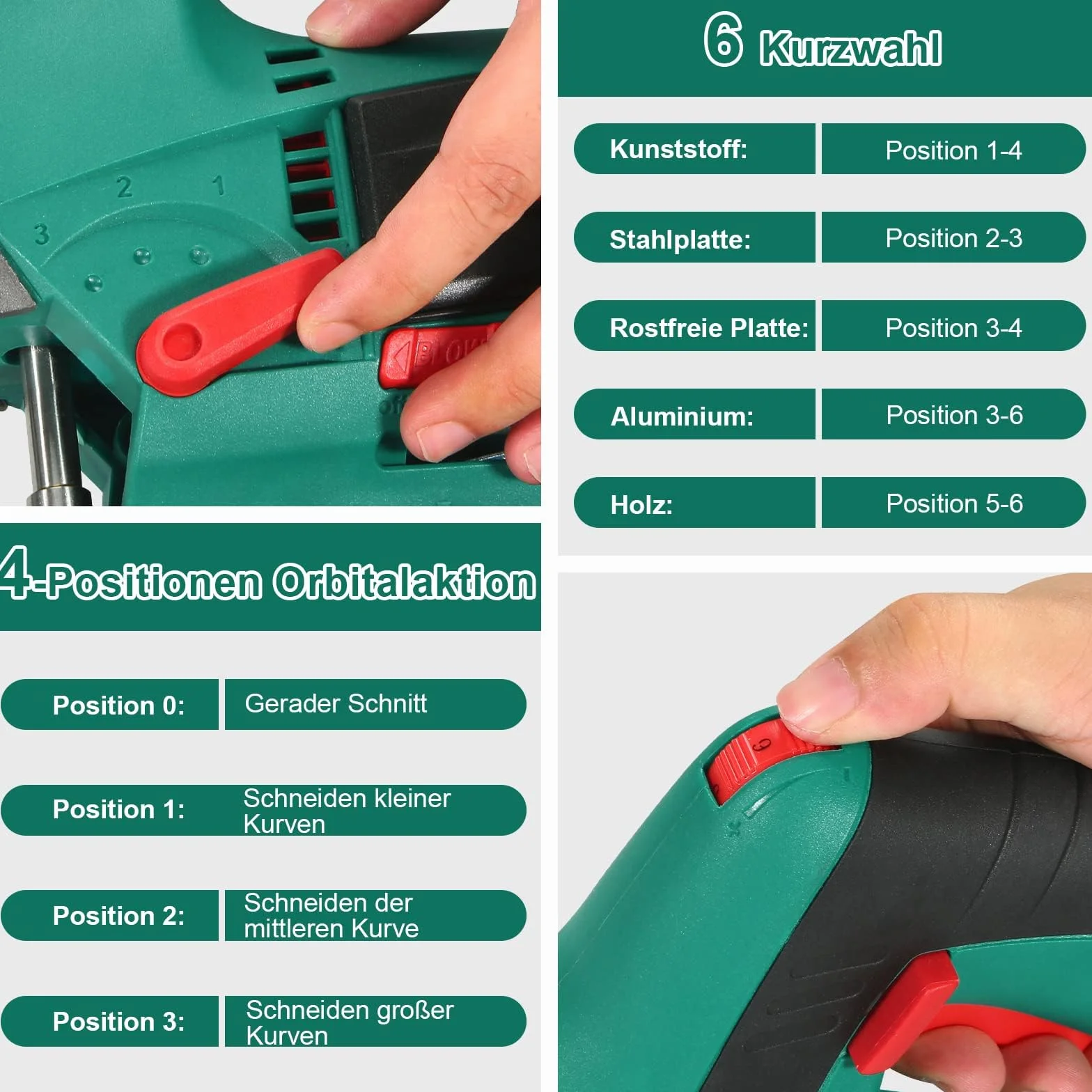 HYCHIKA Wyrzynarka 800W Max Głębokość Cięcia 110mm 800-3000Spm Elektryczna z Laserem 6 Prędkości Cięcie Ukośne -45° do 45° 6 Ostrzy