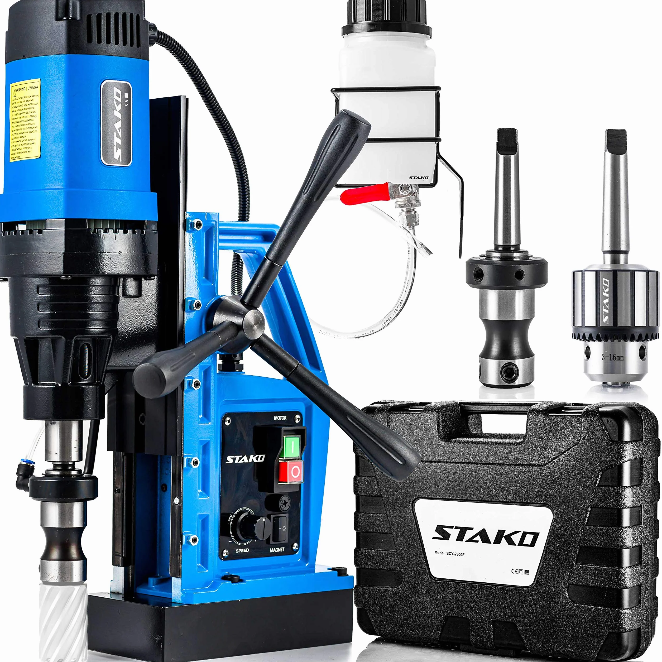 STAKO Wiertarka Magnetyczna SCY-2800E 2050 W Ø 80 mm Siła Magnetyczna 17000 N 17 kg Wrzeciono MT3 Zestaw