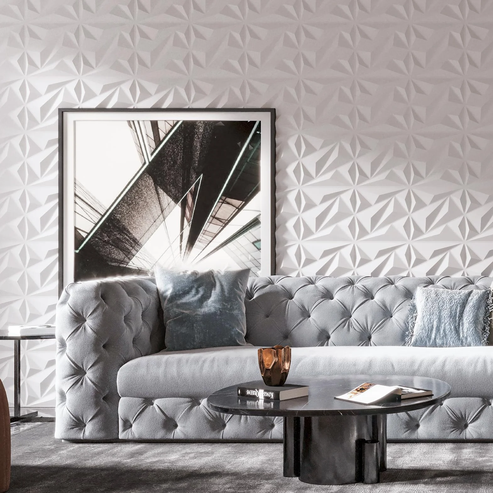 Art3dwallpanels panele ścienne PCW 3D białe 33 panele dekoracja wnętrz