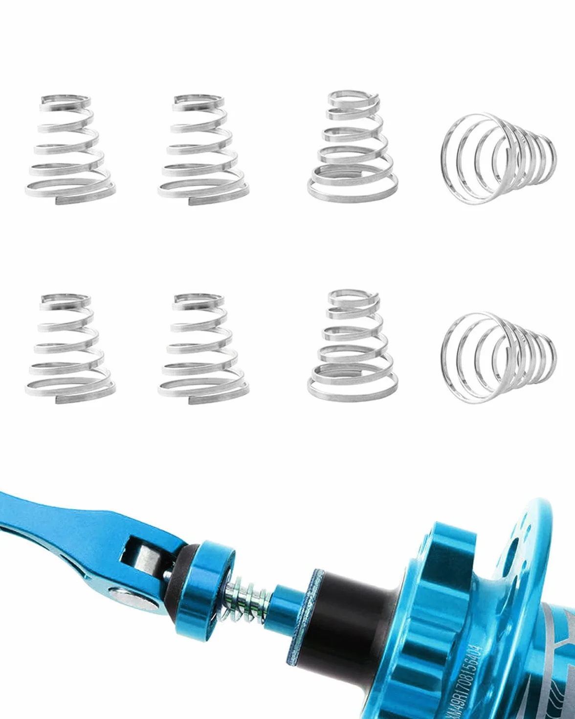 Sprężyna rowerowa Quick Release 8 sztuk Wymienne akcesoria do sprężyn rowerowych, uniwersalna sprężyna rowerowa ze stali nierdzewnej do szpilek do piasty koła (srebrny)