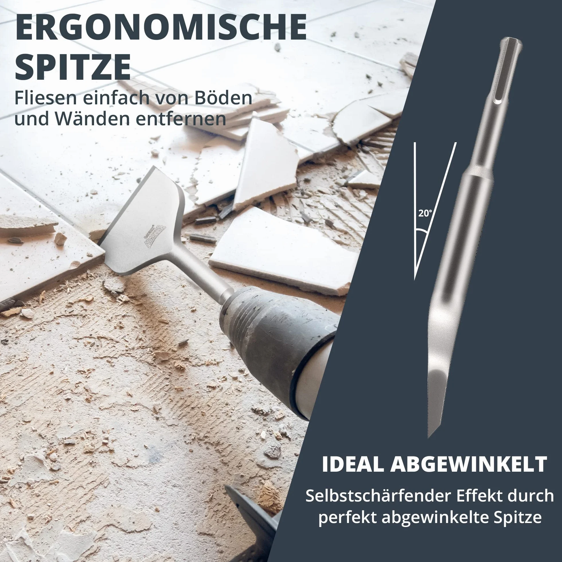 BAURIX Dłuto SDS Plus 165 x 75 mm Stal 42CrMo FRAKTOR