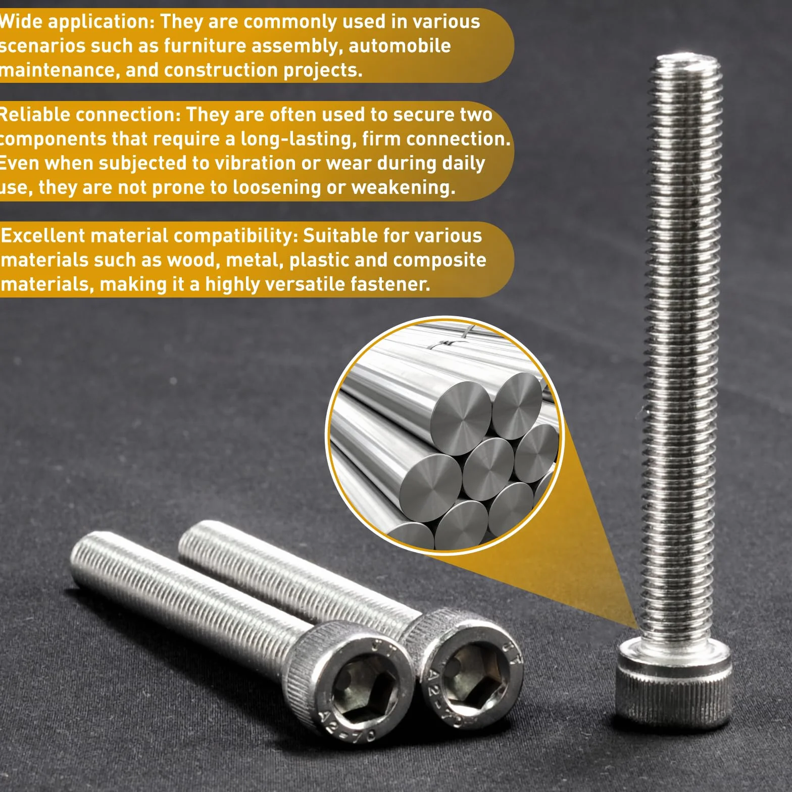 Zestaw 10 śrub M10, M10 x 80 mm, śruby z łbem cylindrycznym, śruby cylindryczne z łbem sześciokątnym, zestaw śrub gwintowanych ze stali nierdzewnej, zestaw śrub maszynowych, śruby sześciokątne